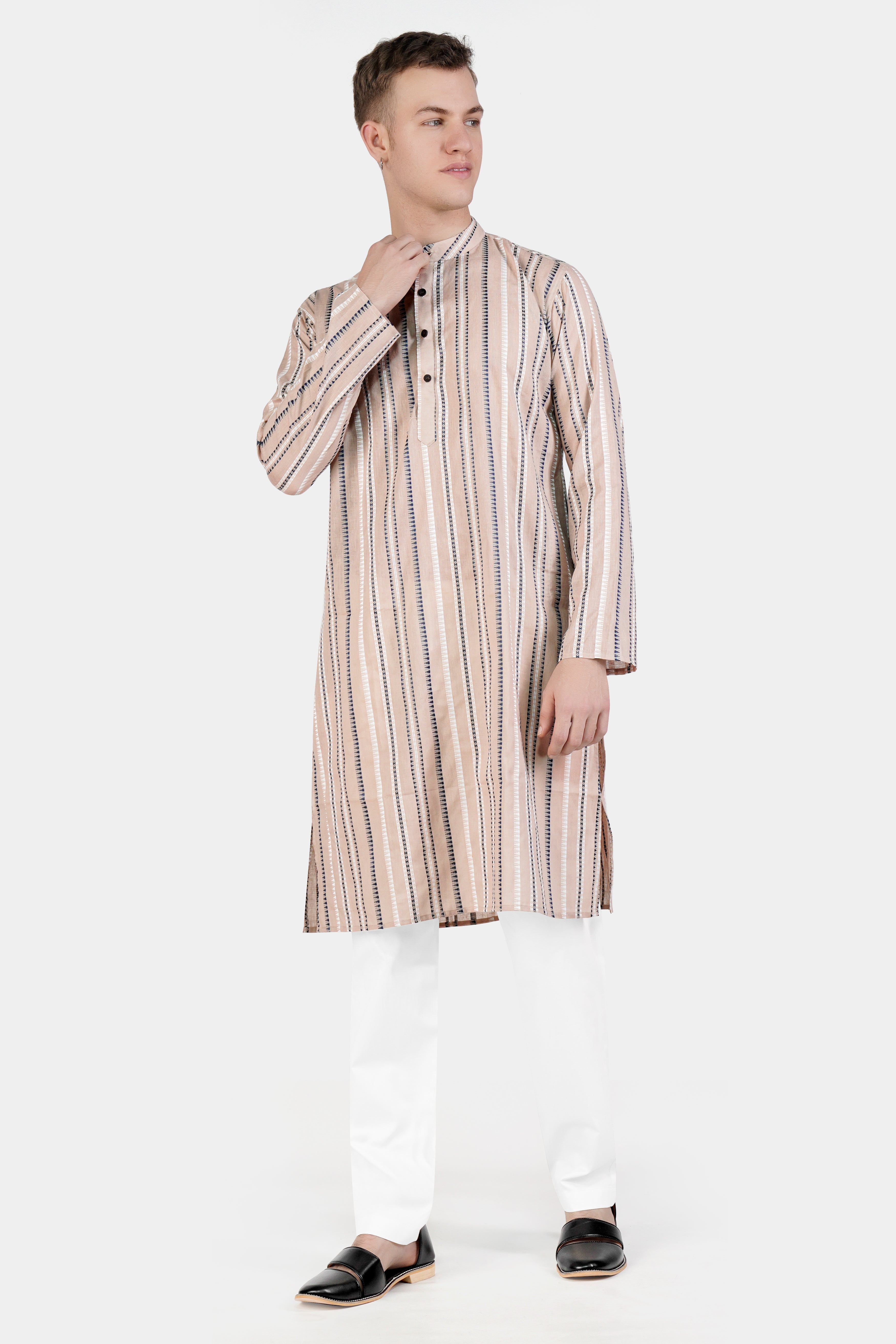 Dust Storm Brown Dobby Textured Premium Giza Cotton Kurta Set