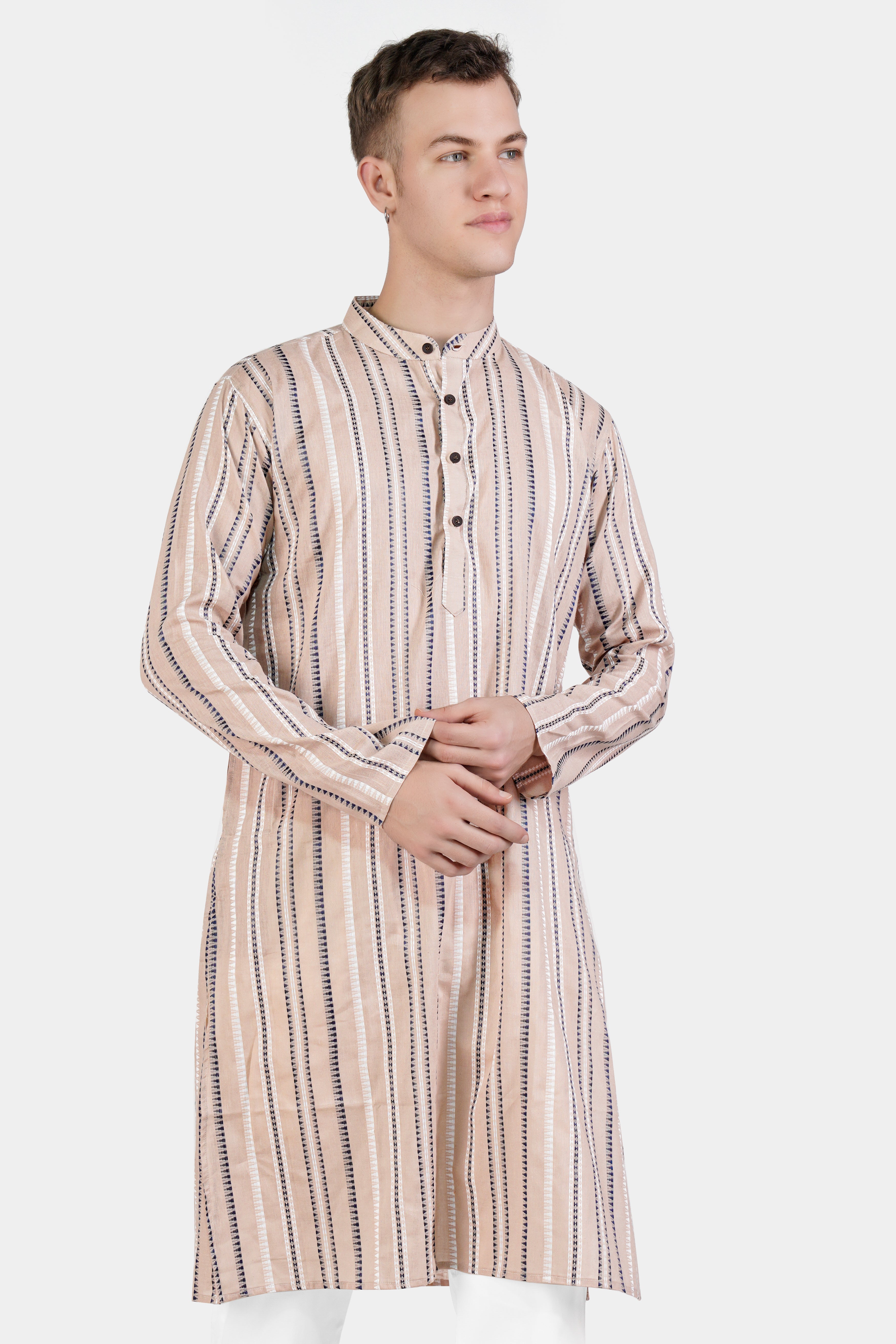 Dust Storm Brown Dobby Textured Premium Giza Cotton Kurta Set