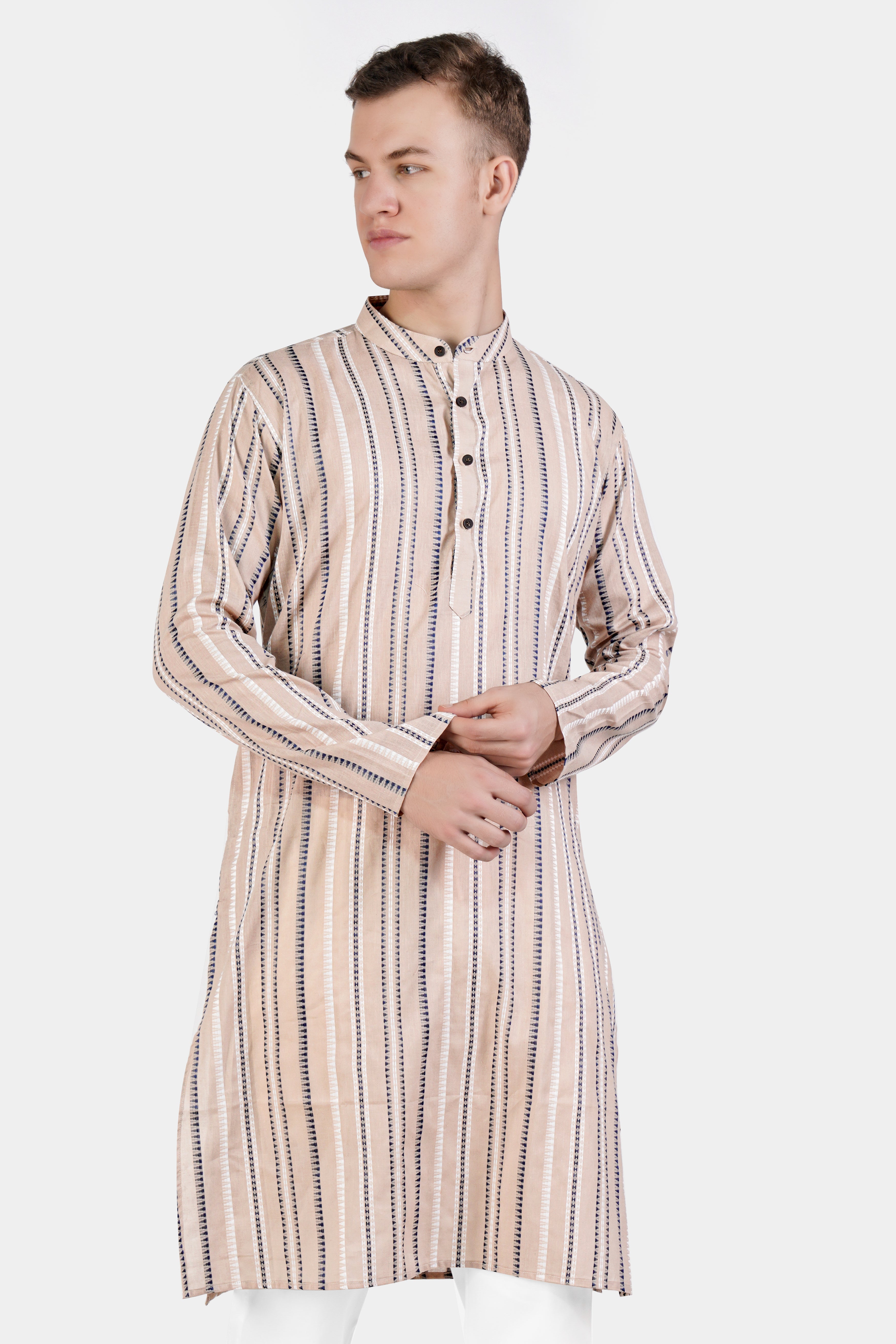 Dust Storm Brown Dobby Textured Premium Giza Cotton Kurta Set