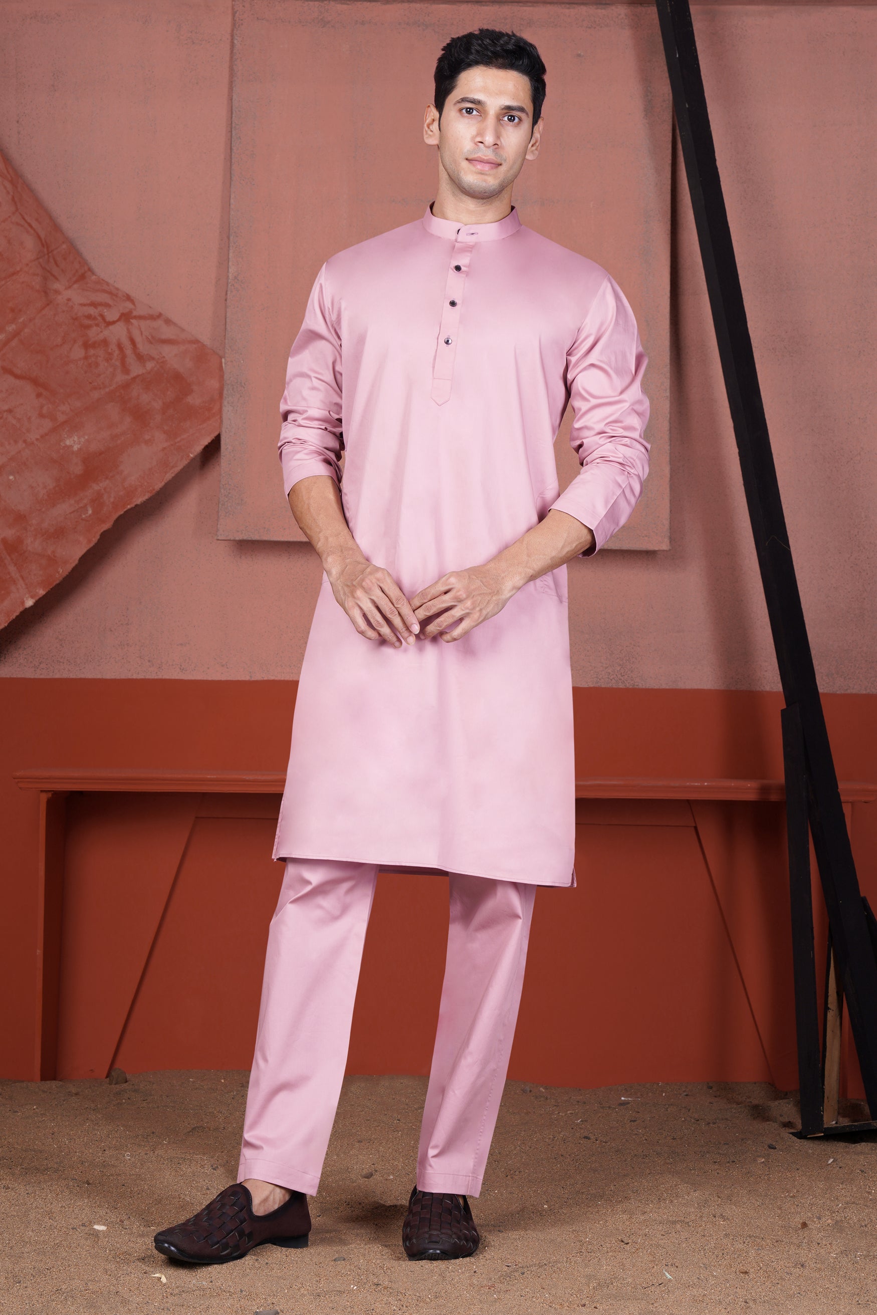 Kobi Pink Subtle Sheen Super Soft Premium Cotton Kurta Set