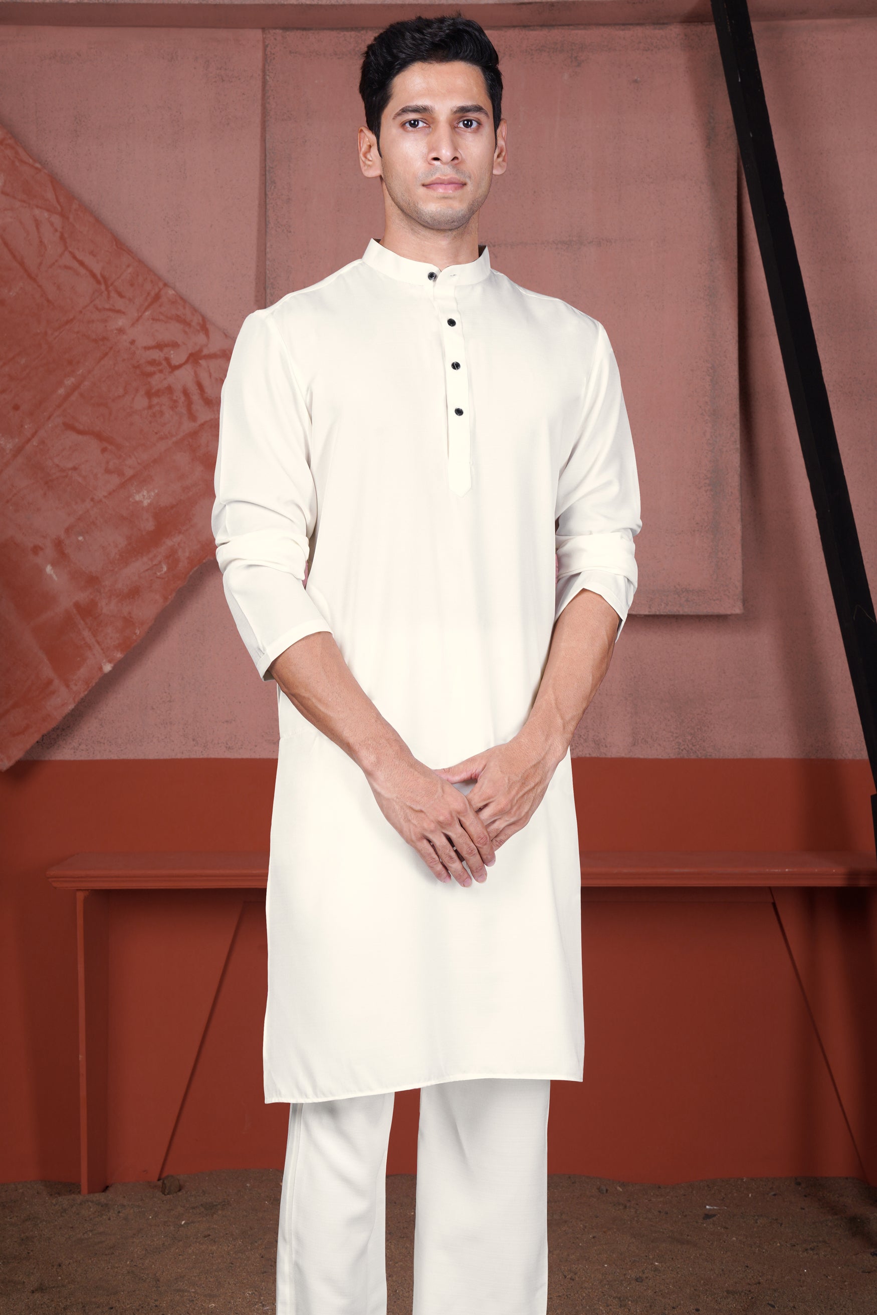 Albescent Cream Viscose Kurta Set