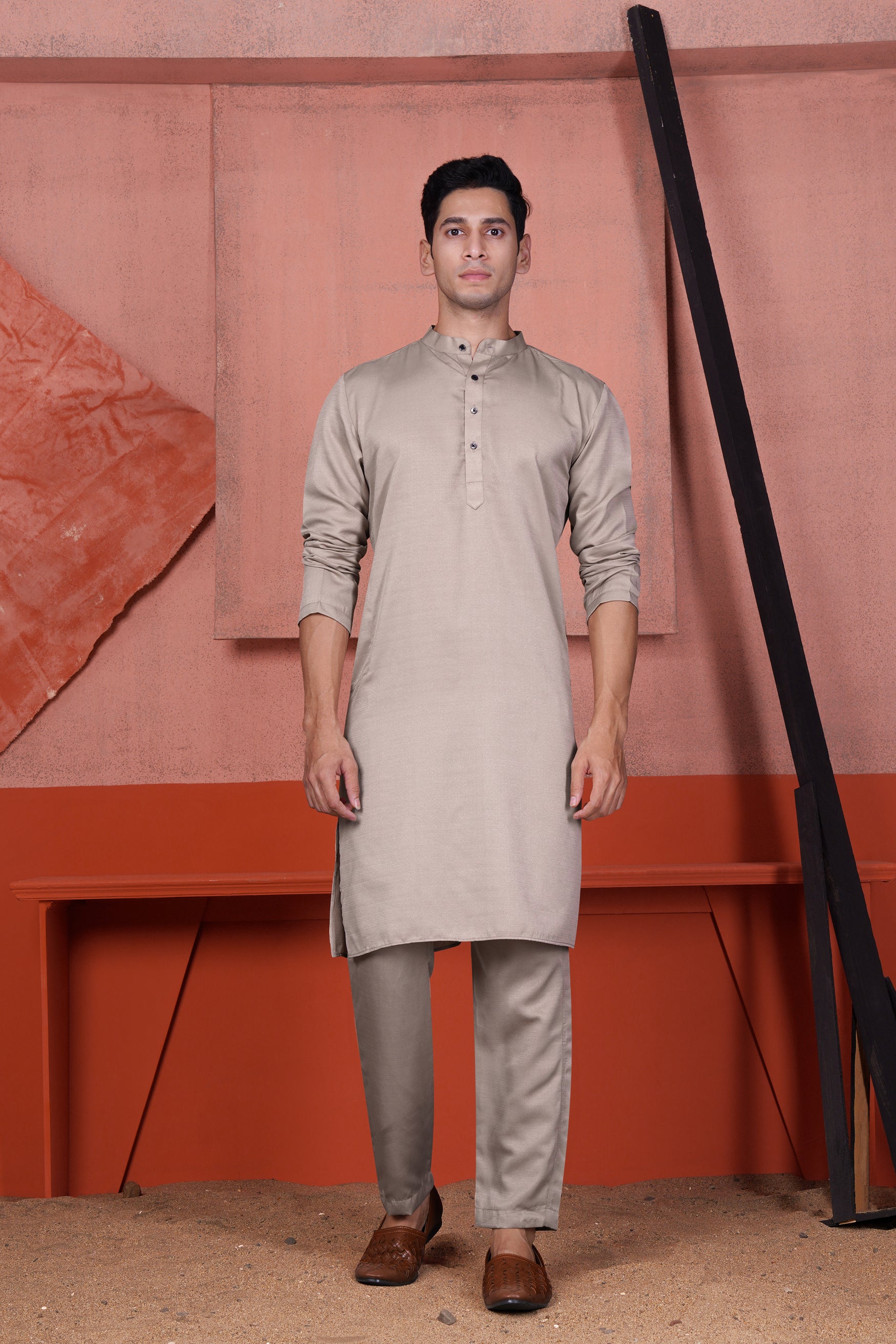 Dawn Brown Viscose Kurta Set
