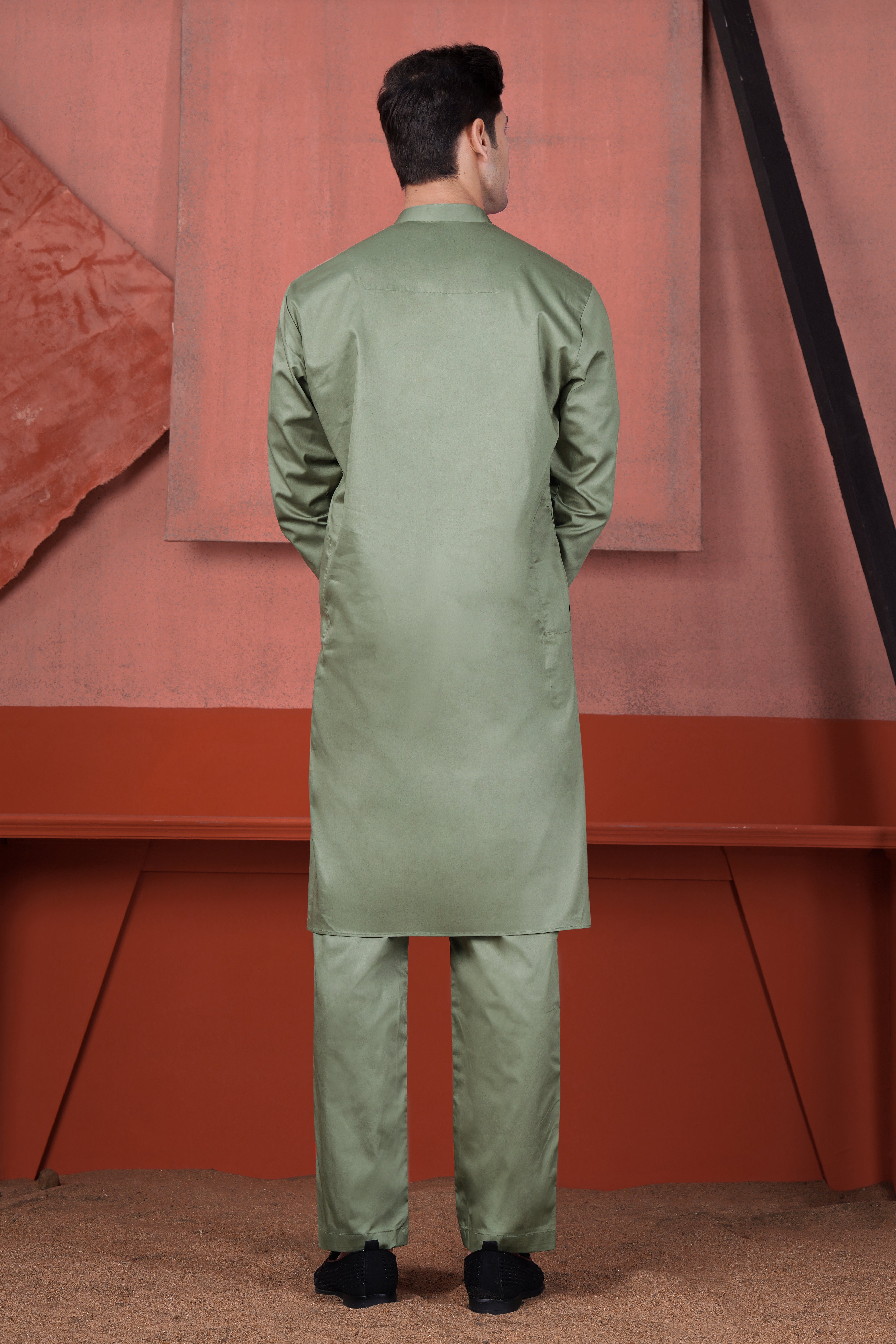 Olive Green Subtle Sheen Super Soft Premium Cotton Kurta Set