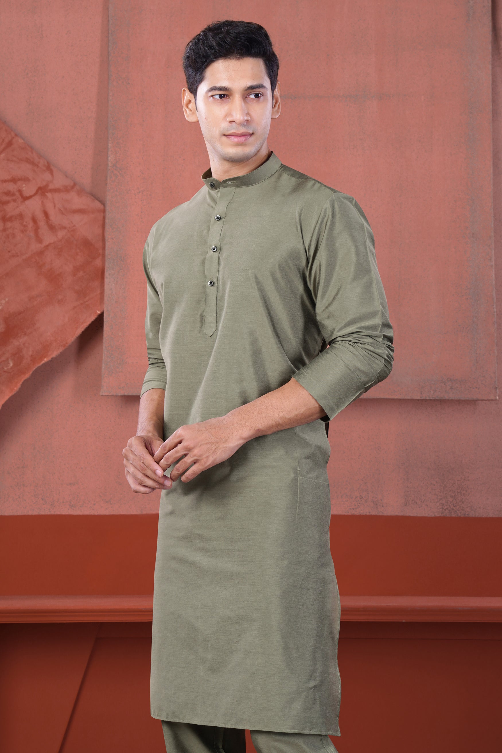 Oyster Gray Subtle Sheen Viscose Kurta Set