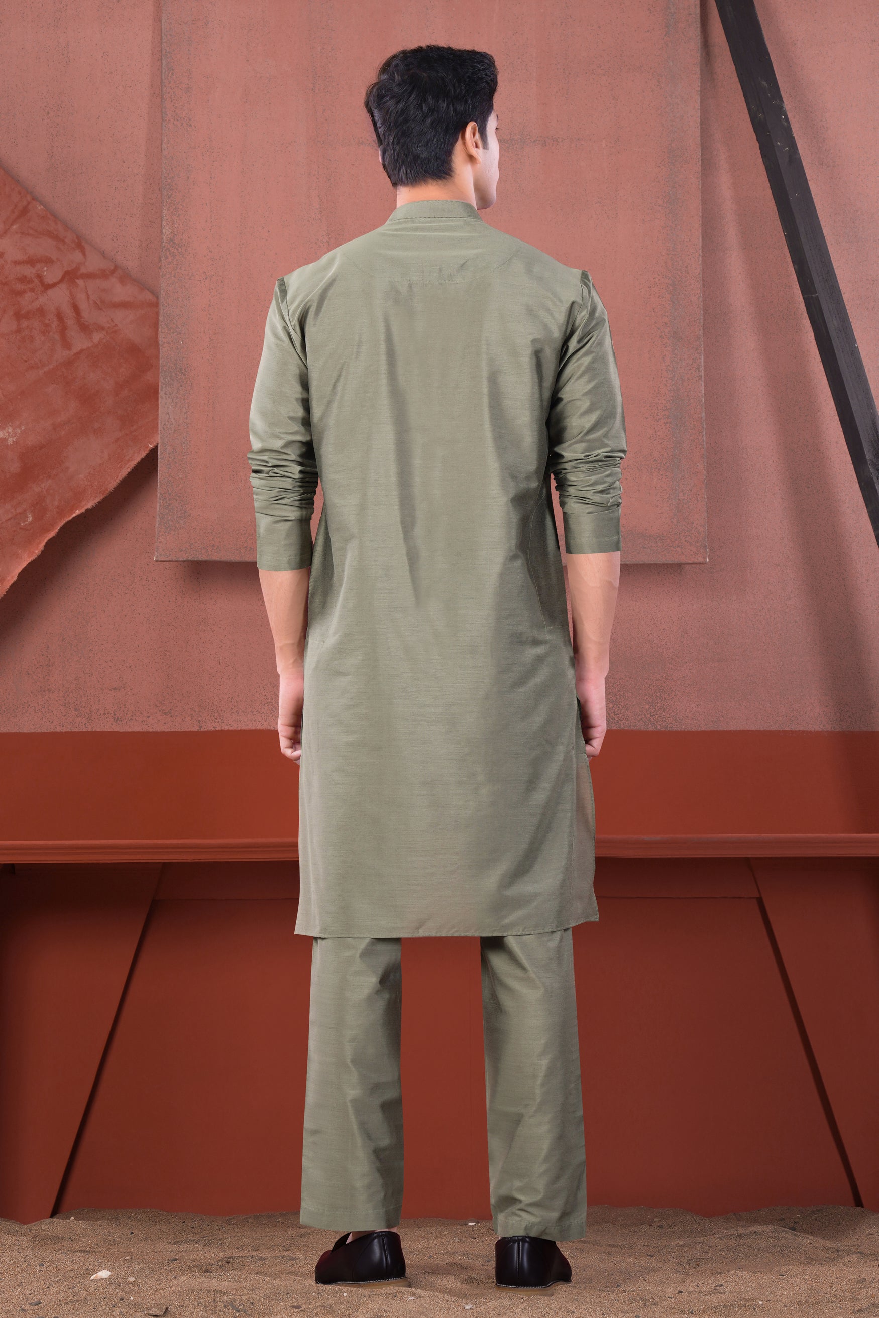 Oyster Gray Subtle Sheen Viscose Kurta Set