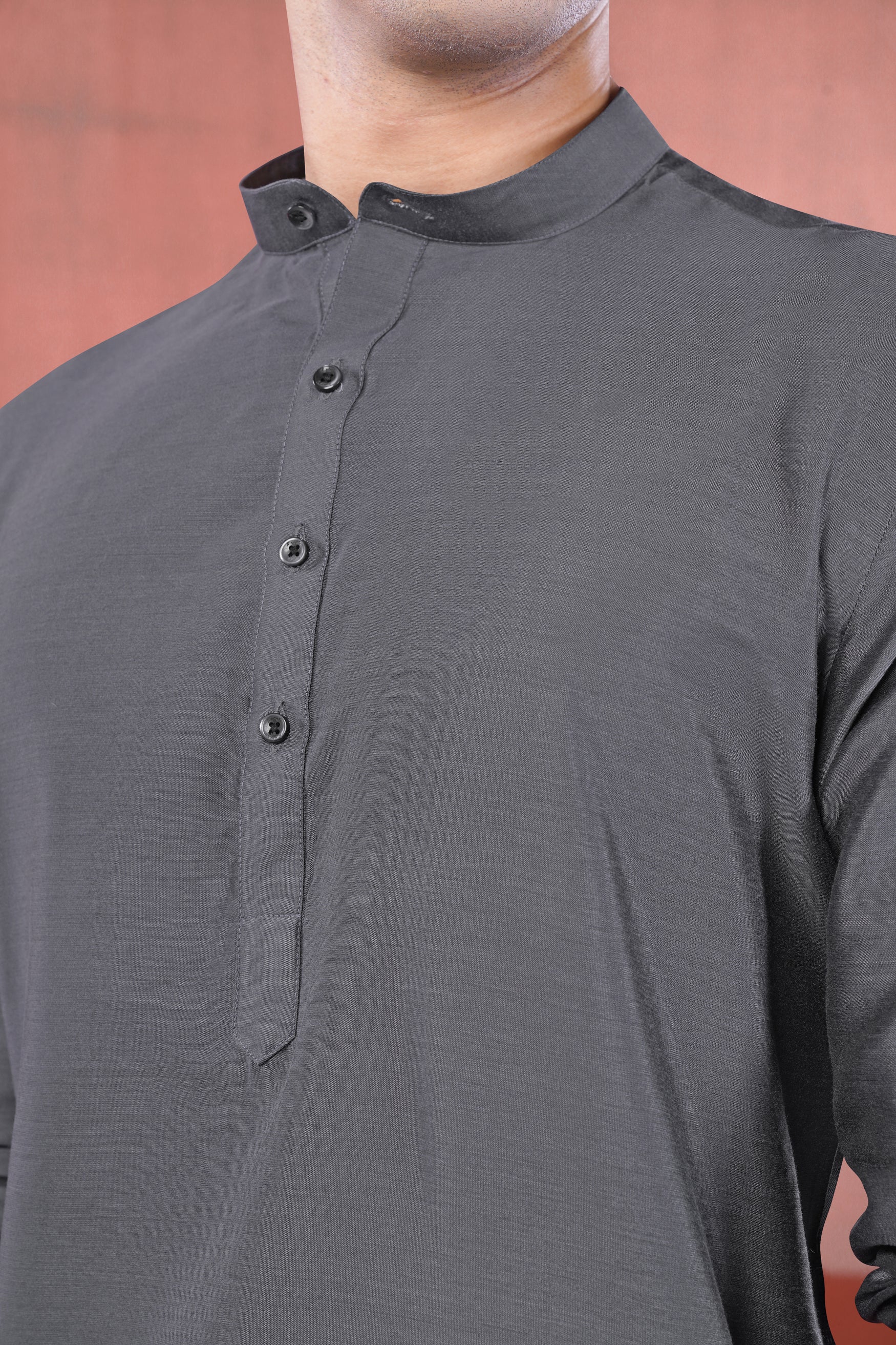 Fuscous Gray Subtle Sheen Viscose Kurta Set