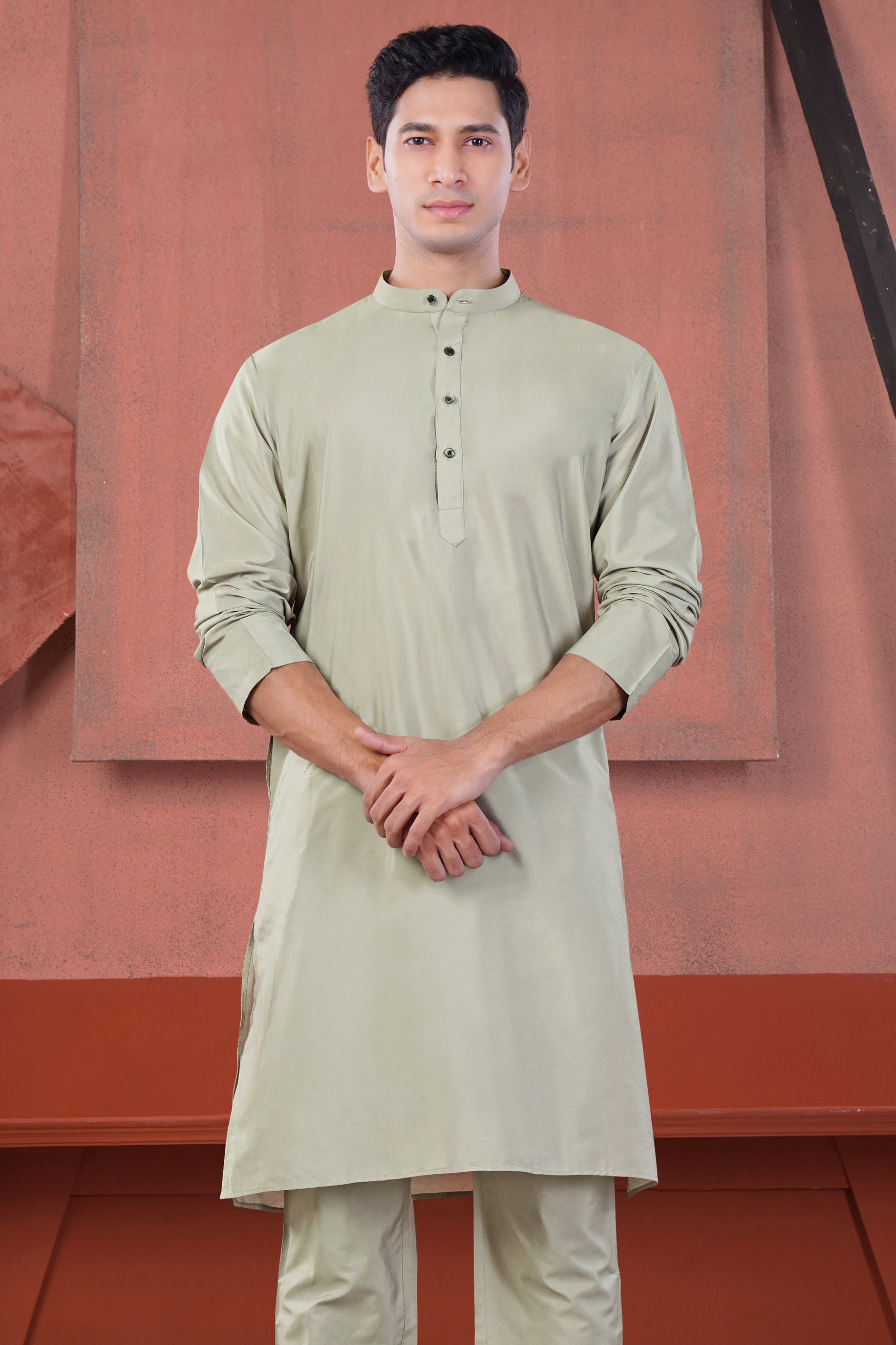 Artichoke Gray Subtle Sheen Viscose Kurta