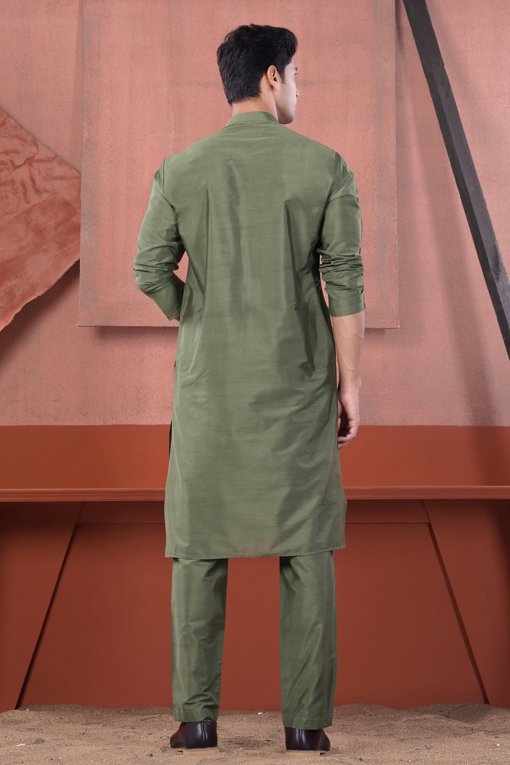 Siam Green Subtle Sheen Viscose Kurta Set