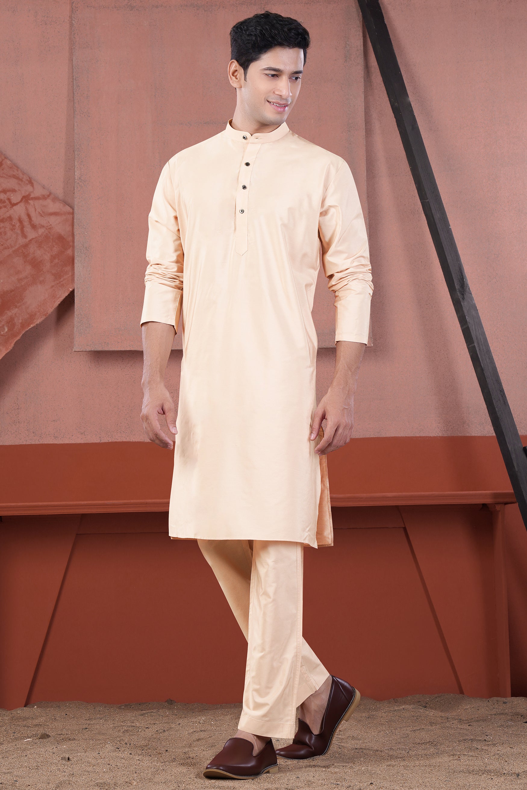 Schnapps Beige Subtle Sheen Viscose Kurta Set