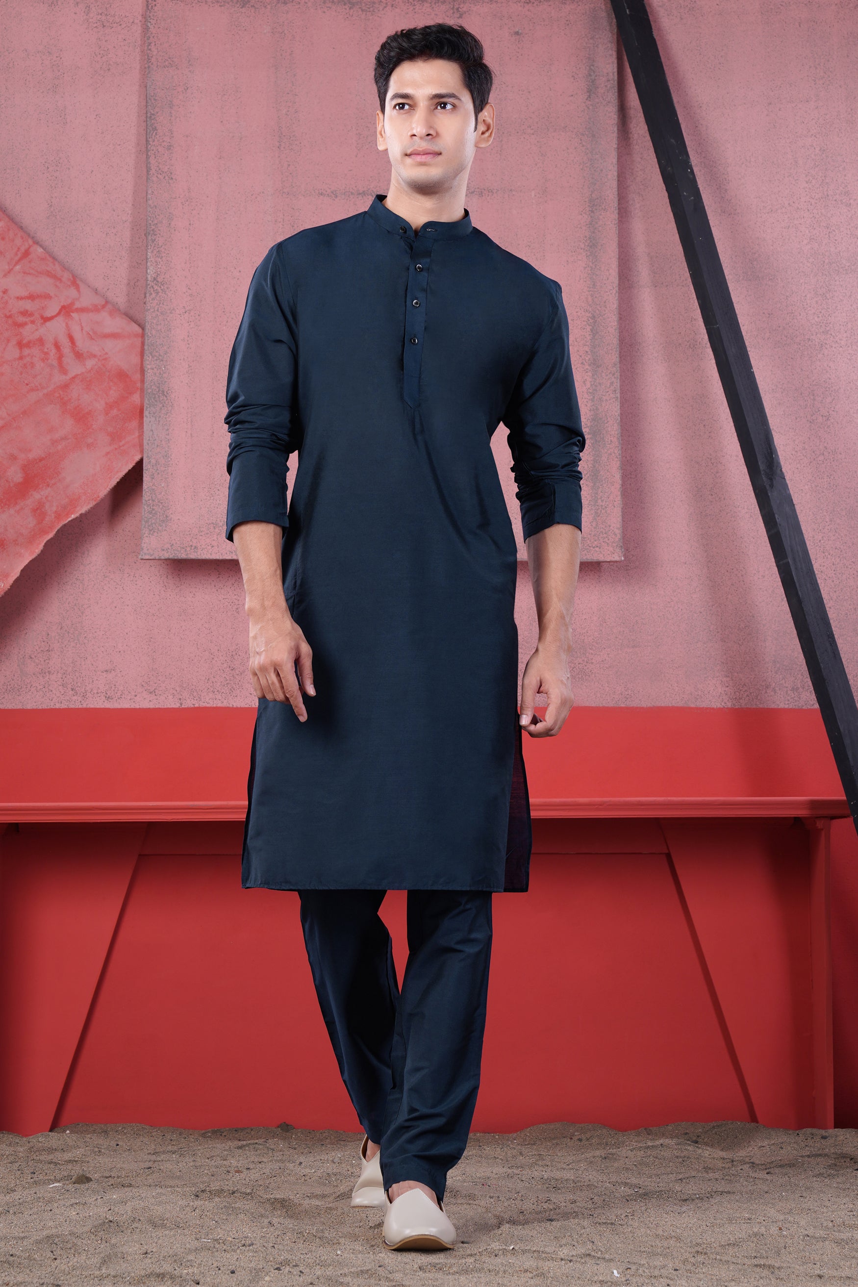 Haiti Blue Subtle Sheen Viscose Kurta Set