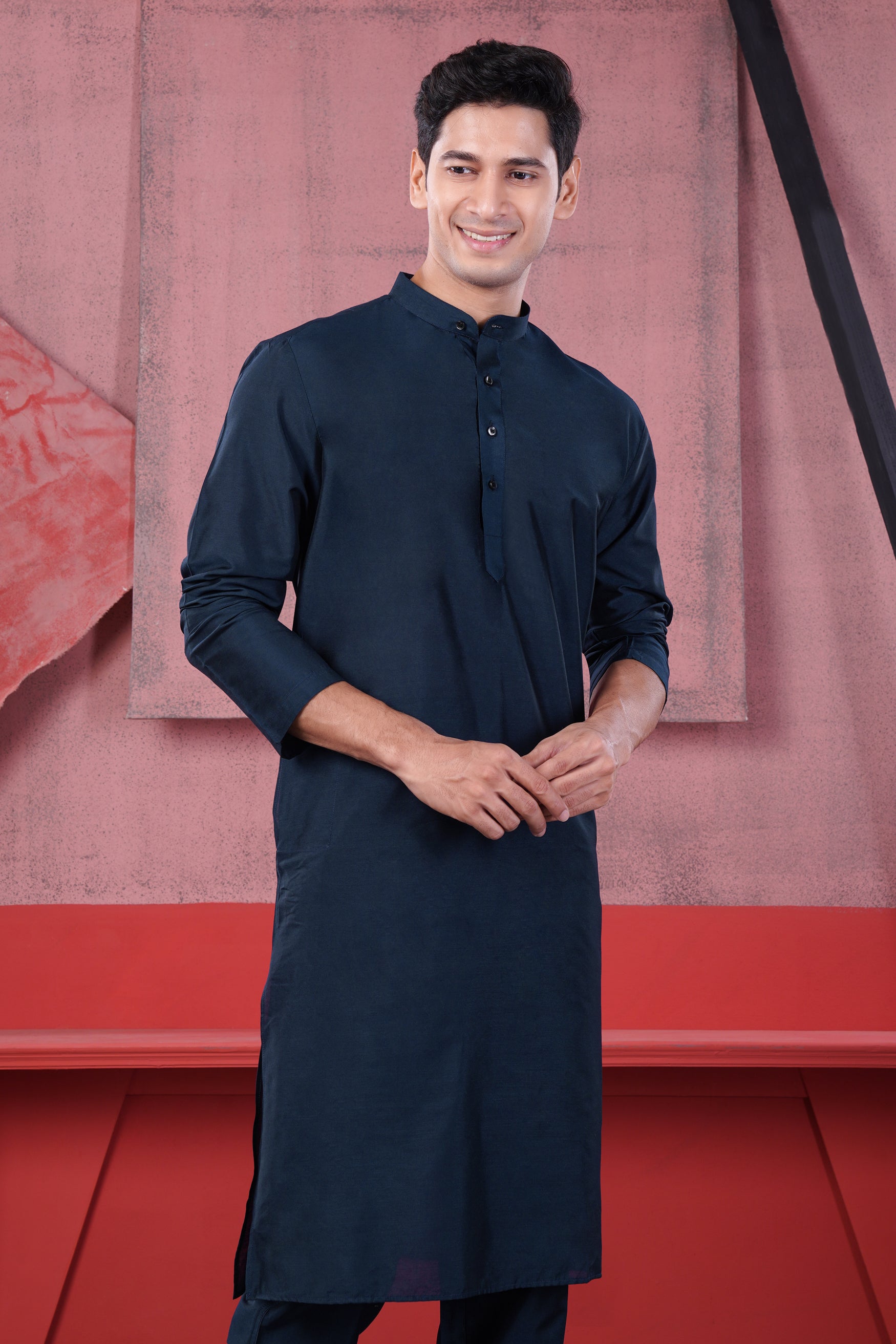 Haiti Blue Subtle Sheen Viscose Kurta Set