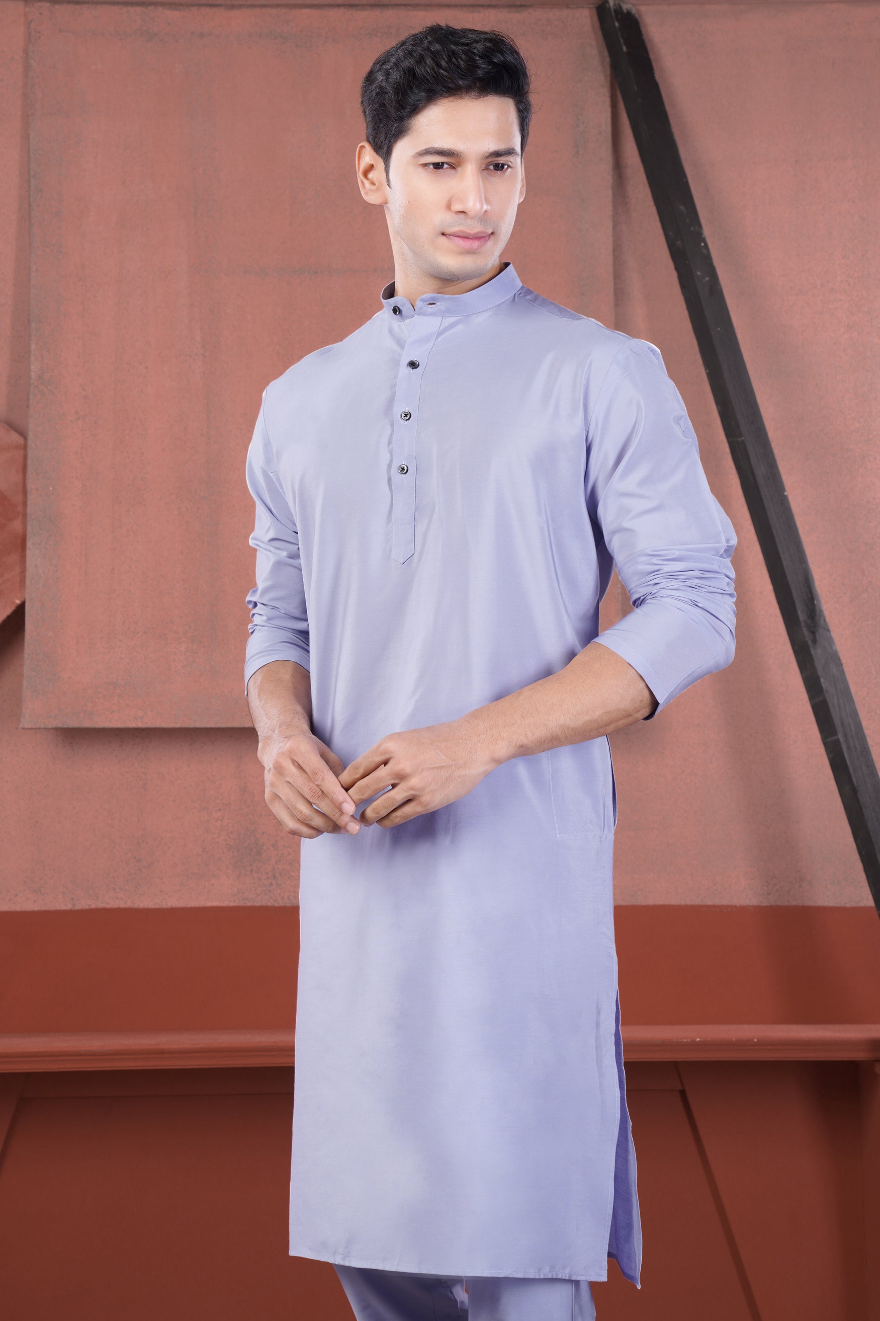 Heather Purple Subtle Sheen Viscose Kurta Set
