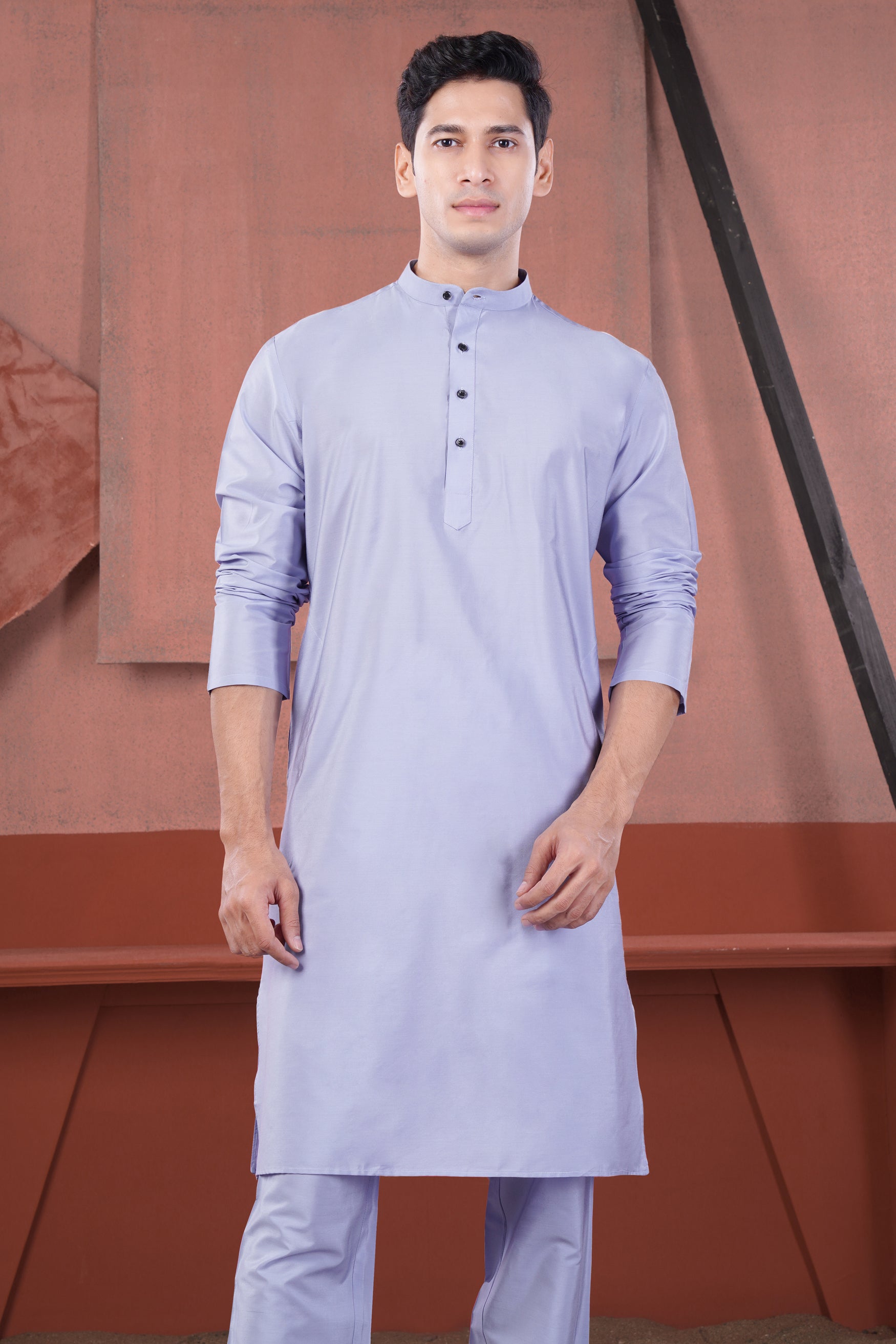 Heather Purple Subtle Sheen Viscose Kurta Set
