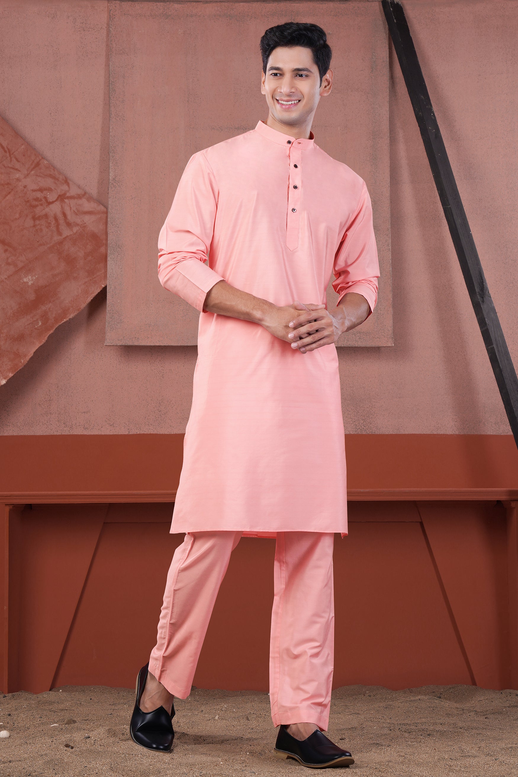 Blossom Pink Subtle Sheen Viscose Kurta Set