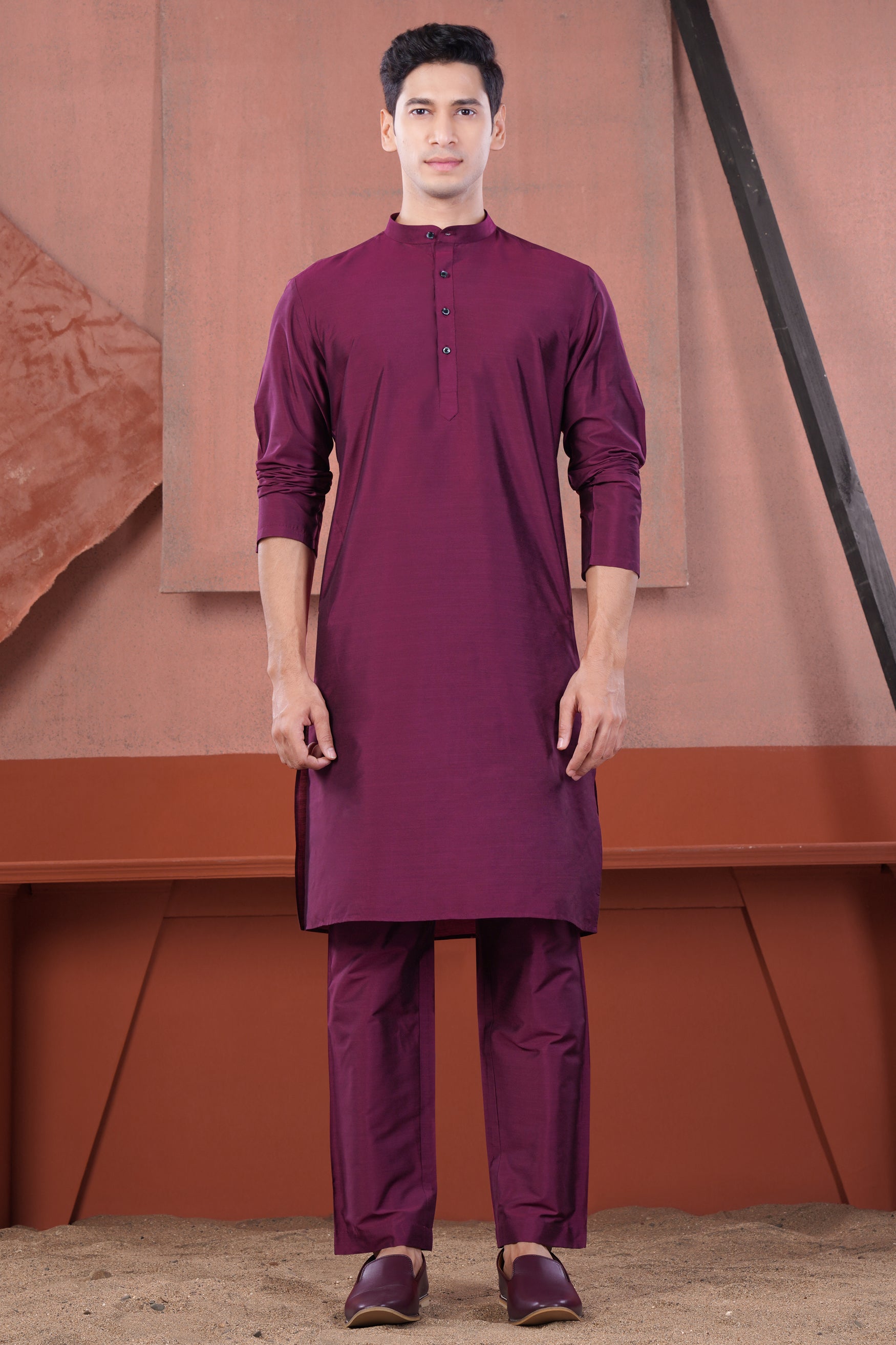 Finn Pink Subtle Sheen Viscose Kurta Set