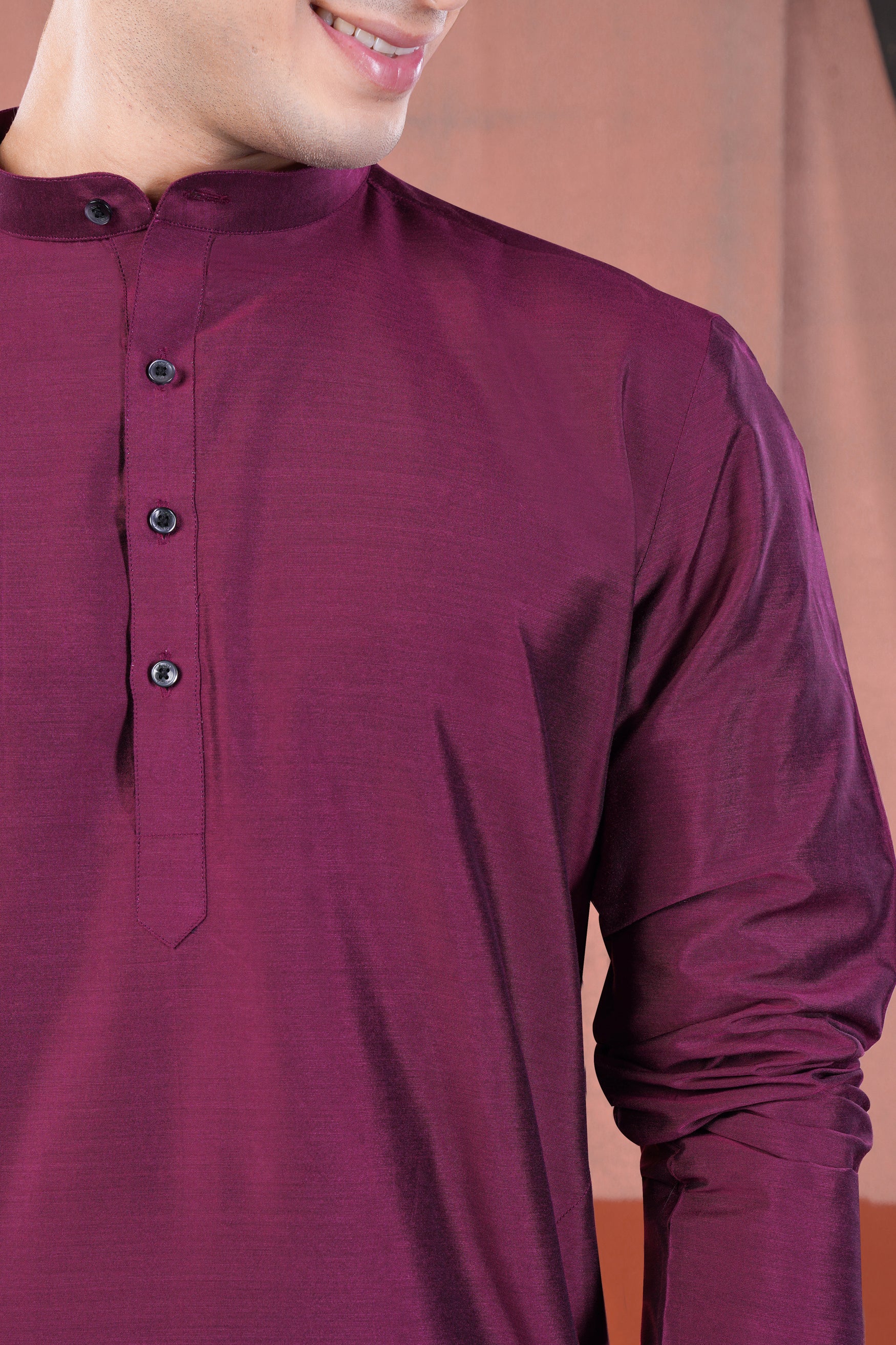 Finn Pink Subtle Sheen Viscose Kurta Set
