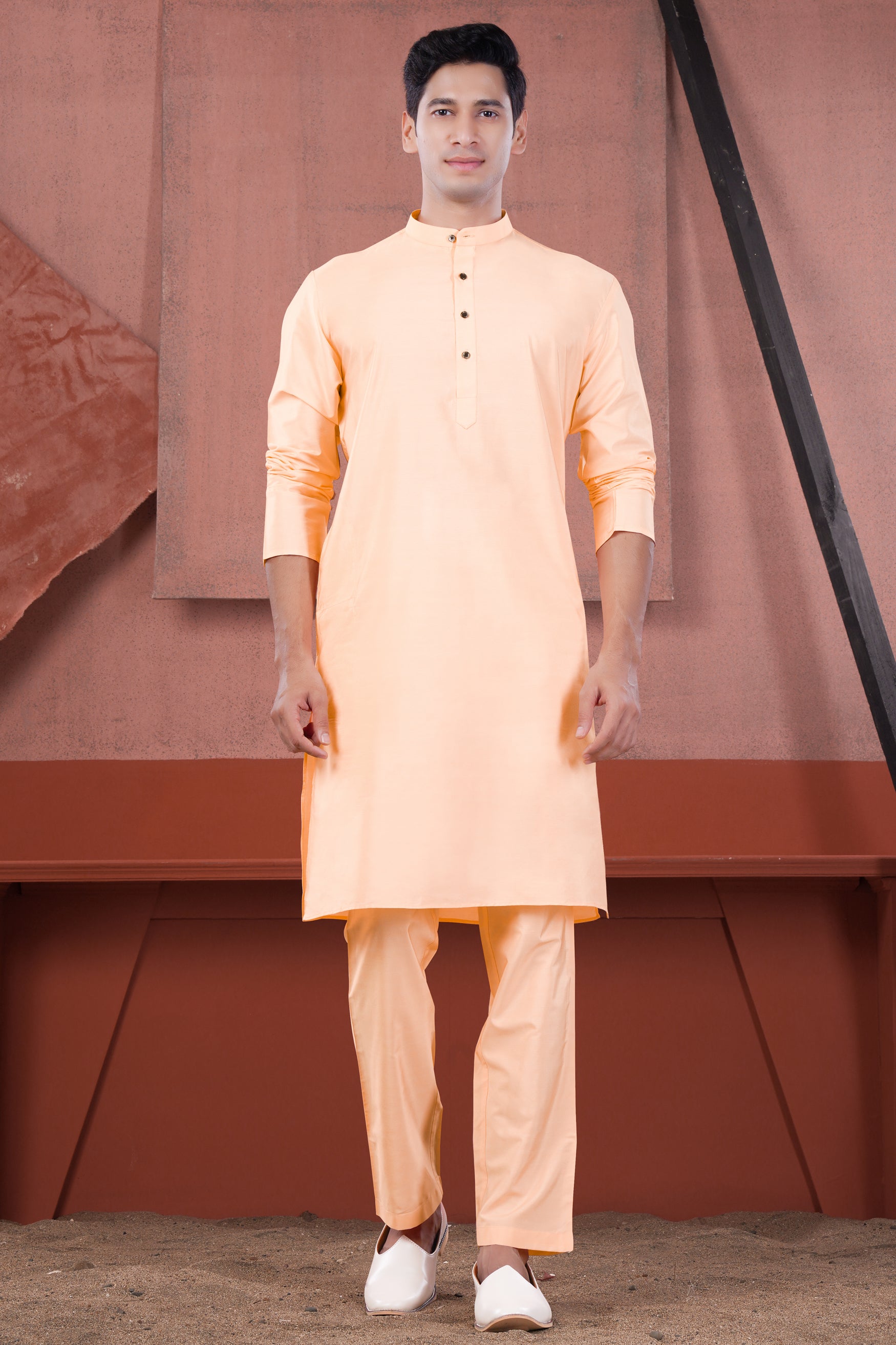 Peach Subtle Sheen Viscose Kurta Set