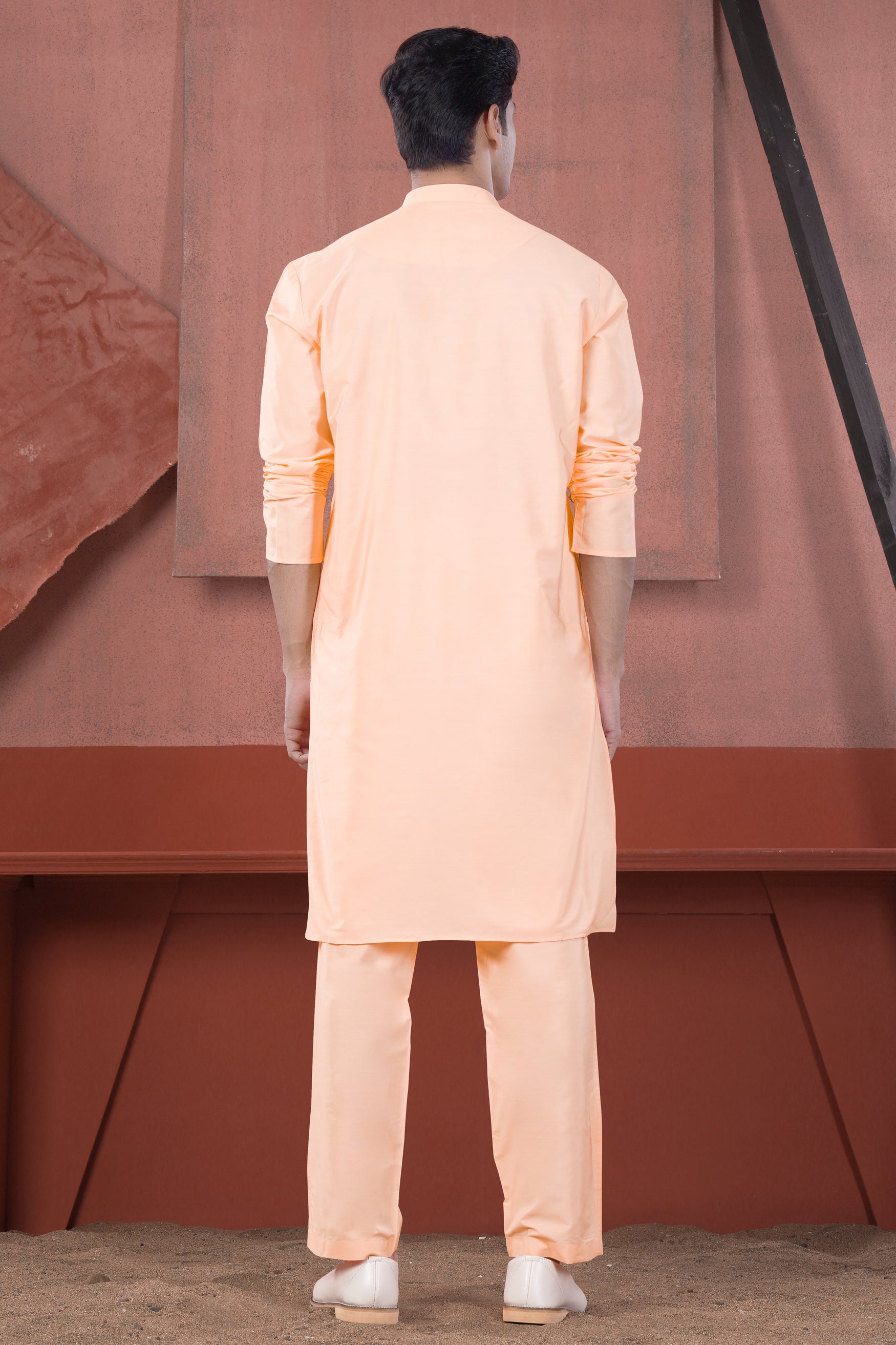Peach Subtle Sheen Viscose Kurta Set