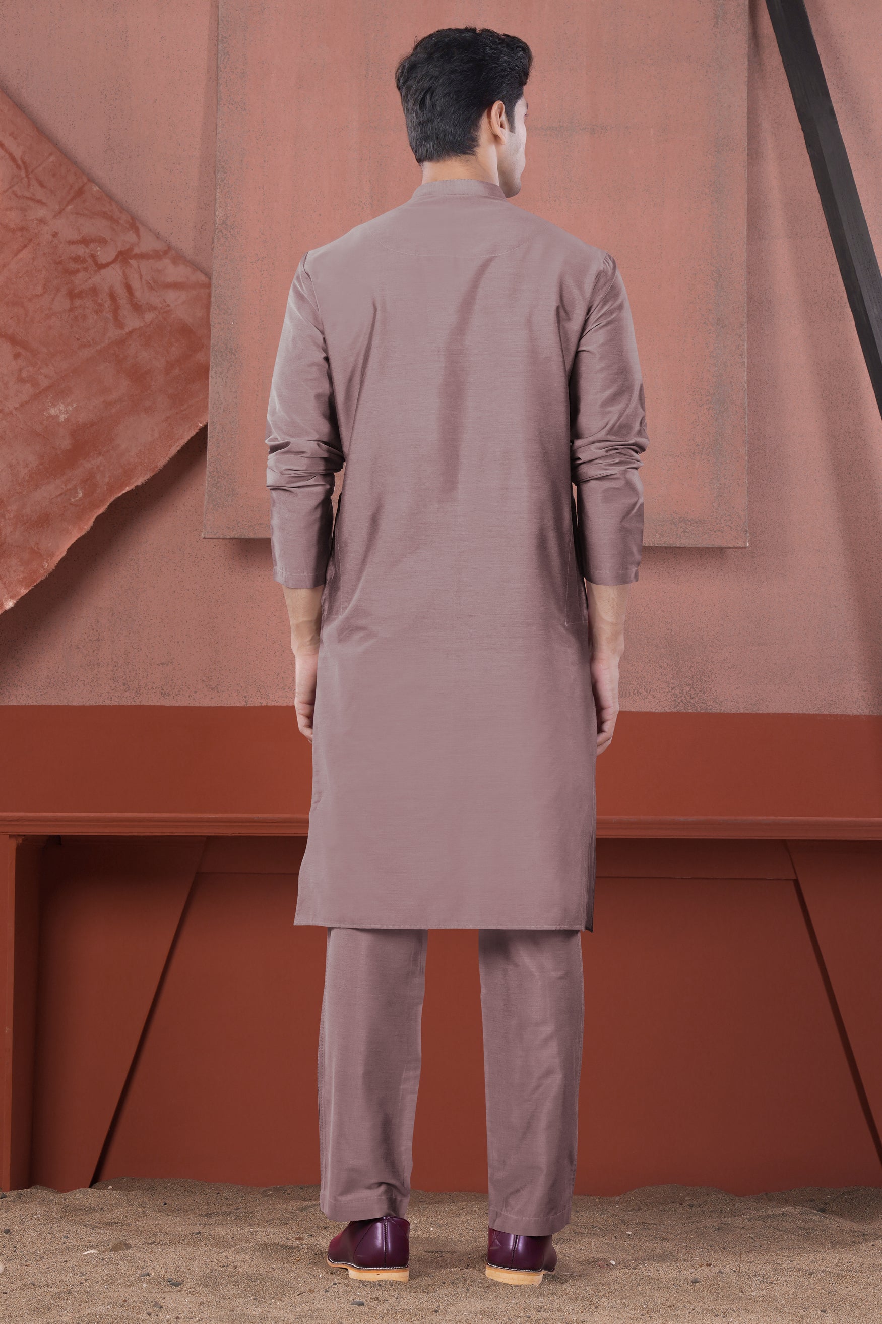 Cinereous Peach Subtle Sheen Viscose Kurta Set