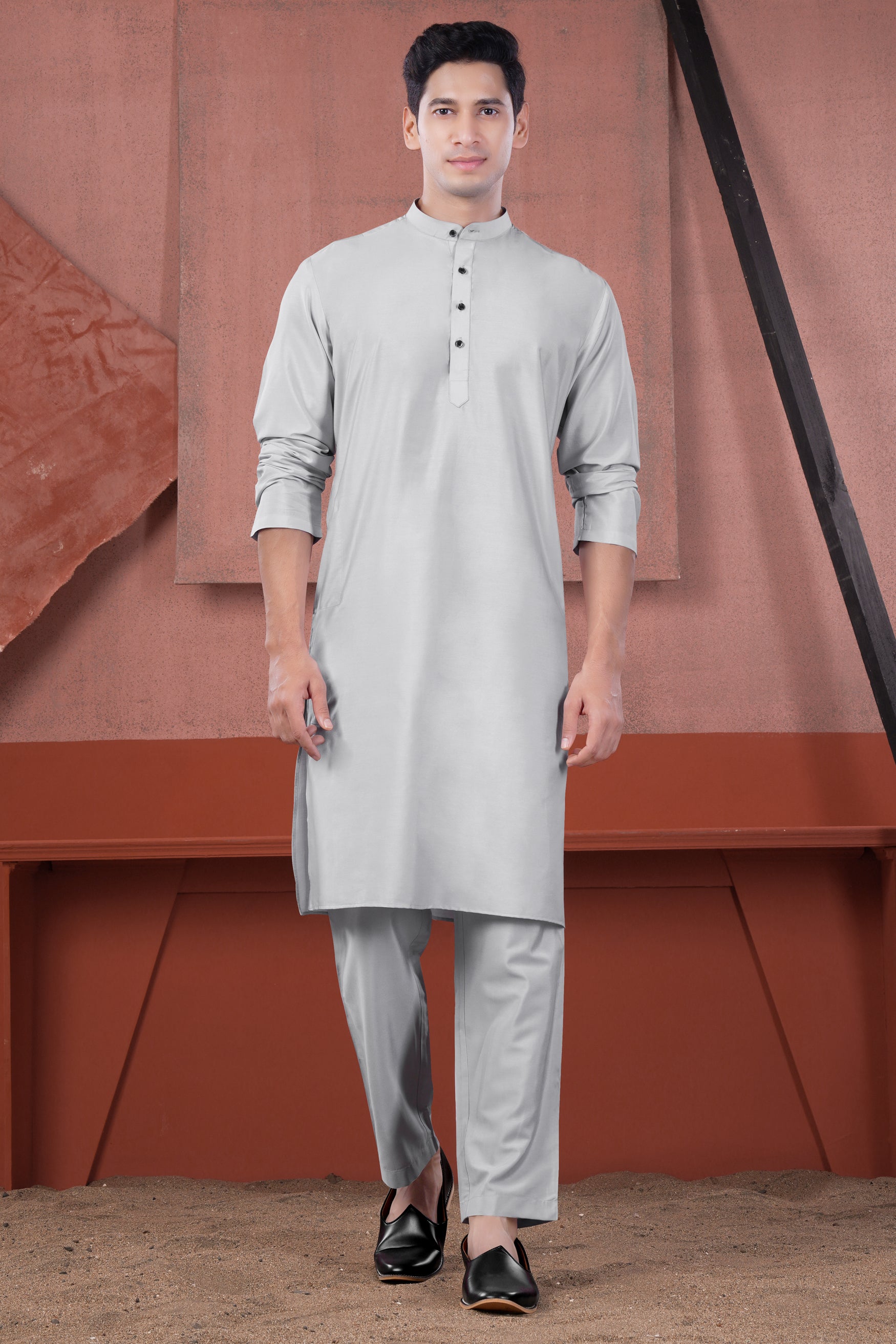 Nickel Gray Subtle Sheen Viscose Kurta Set