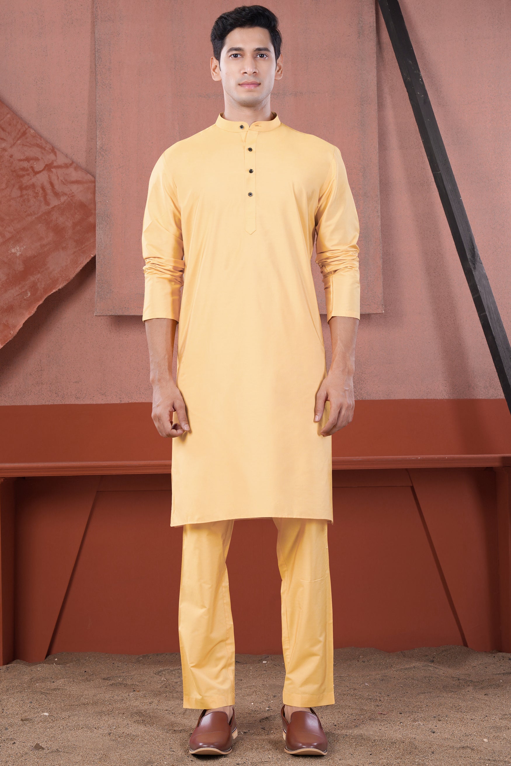 Manhattan Orange Subtle Sheen Viscose Kurta Set