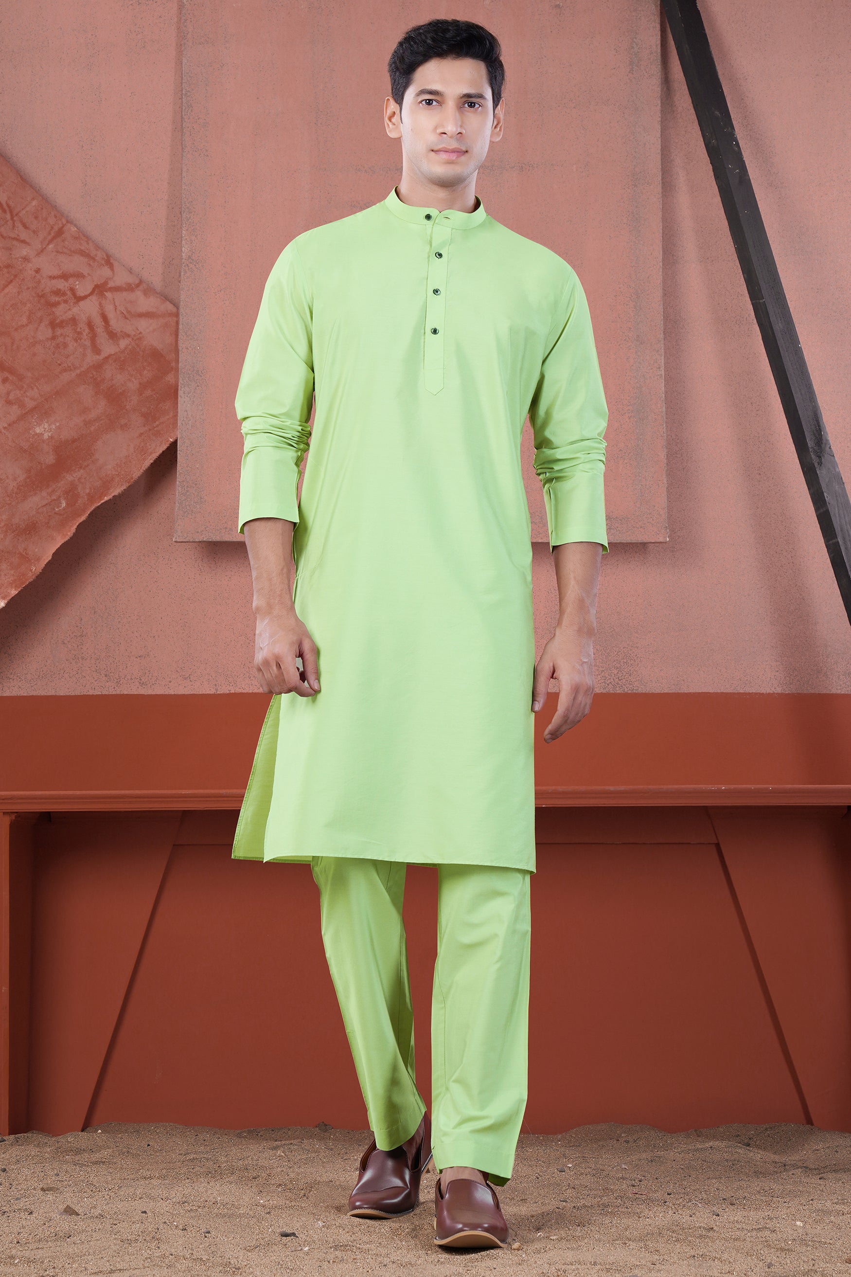 Pixie Green Subtle Sheen Viscose Kurta Set