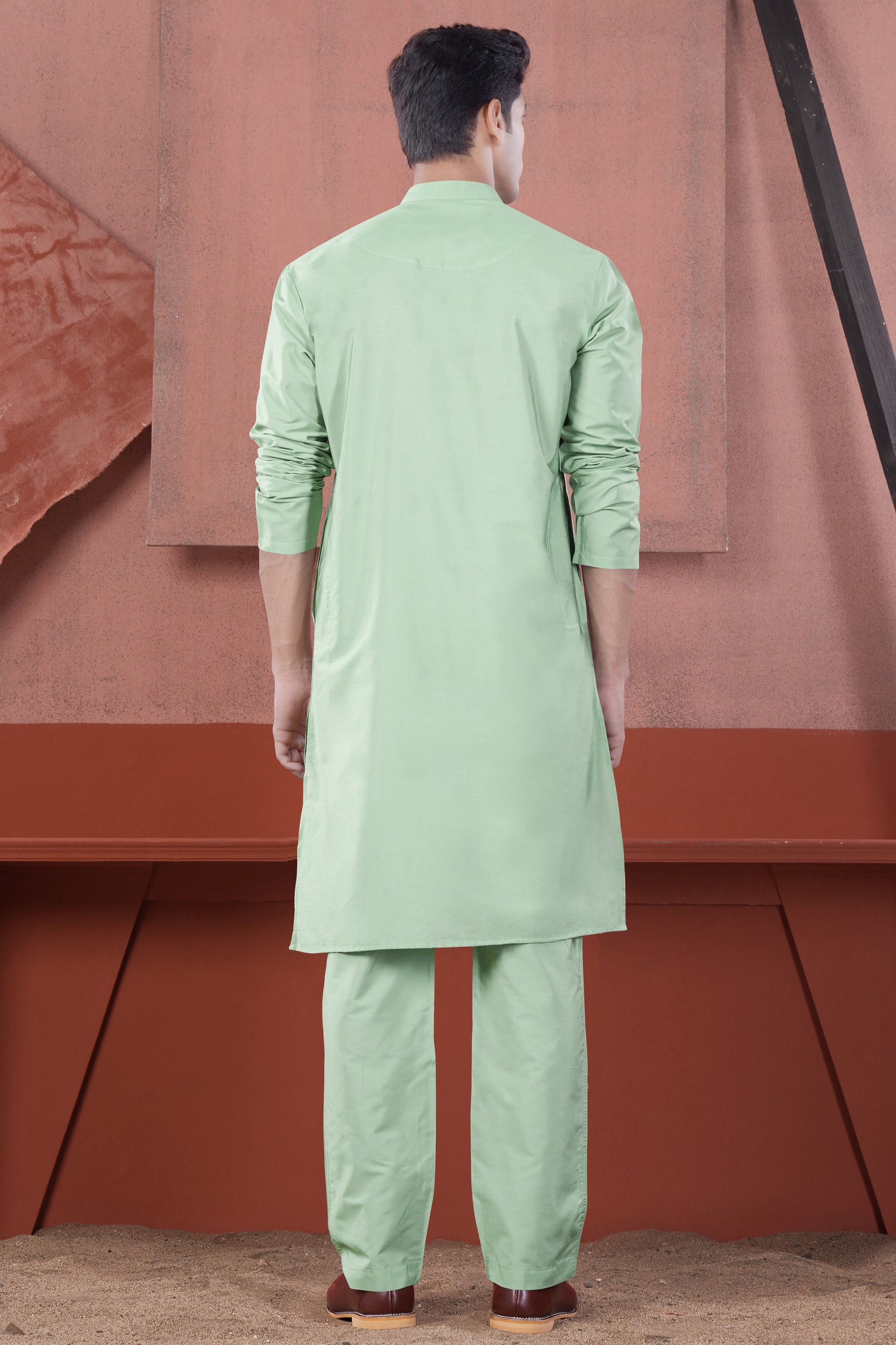 Sprout Green Subtle Sheen Viscose Kurta Set