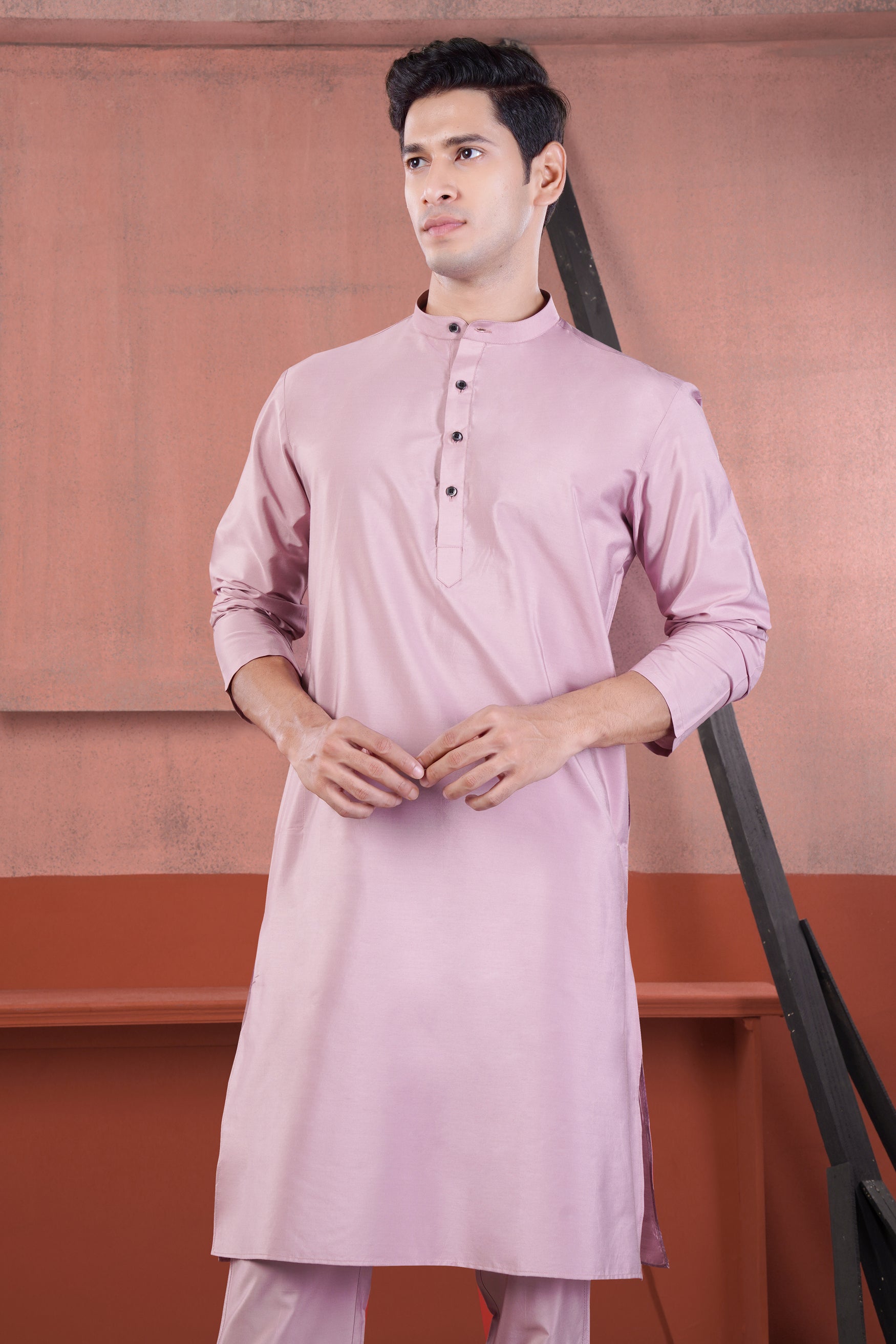 Melanie Pink Subtle Sheen Viscose Kurta Set
