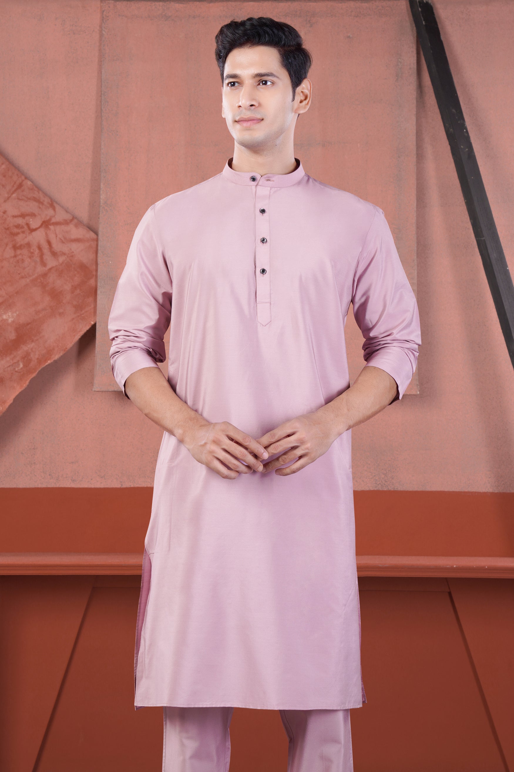 Melanie Pink Subtle Sheen Viscose Kurta Set