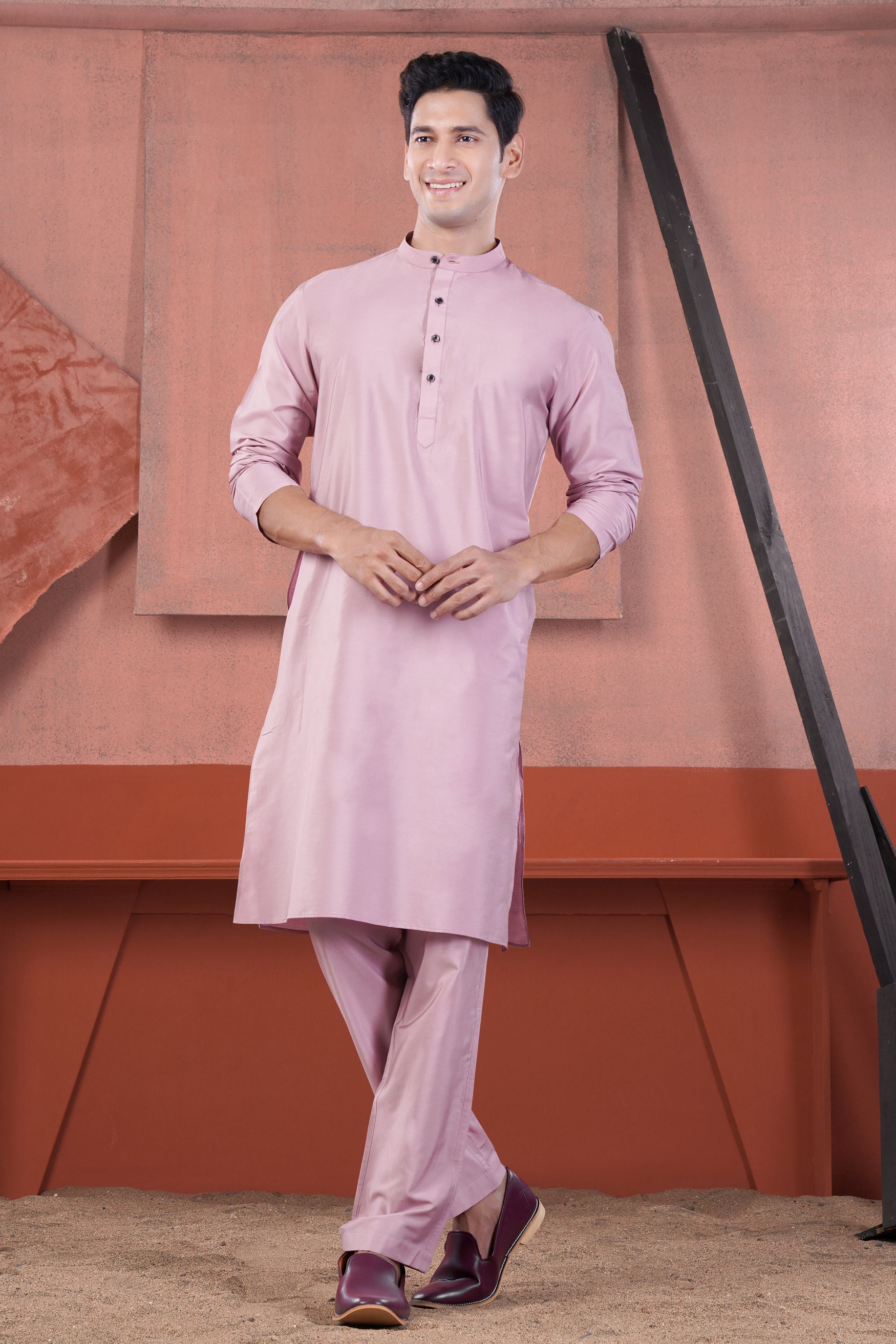 Melanie Pink Subtle Sheen Viscose Kurta Set