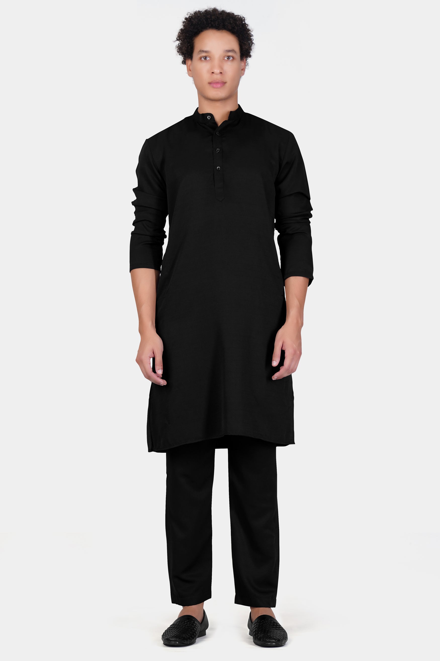 Jade Black Subtle Sheen Viscose Kurta Set