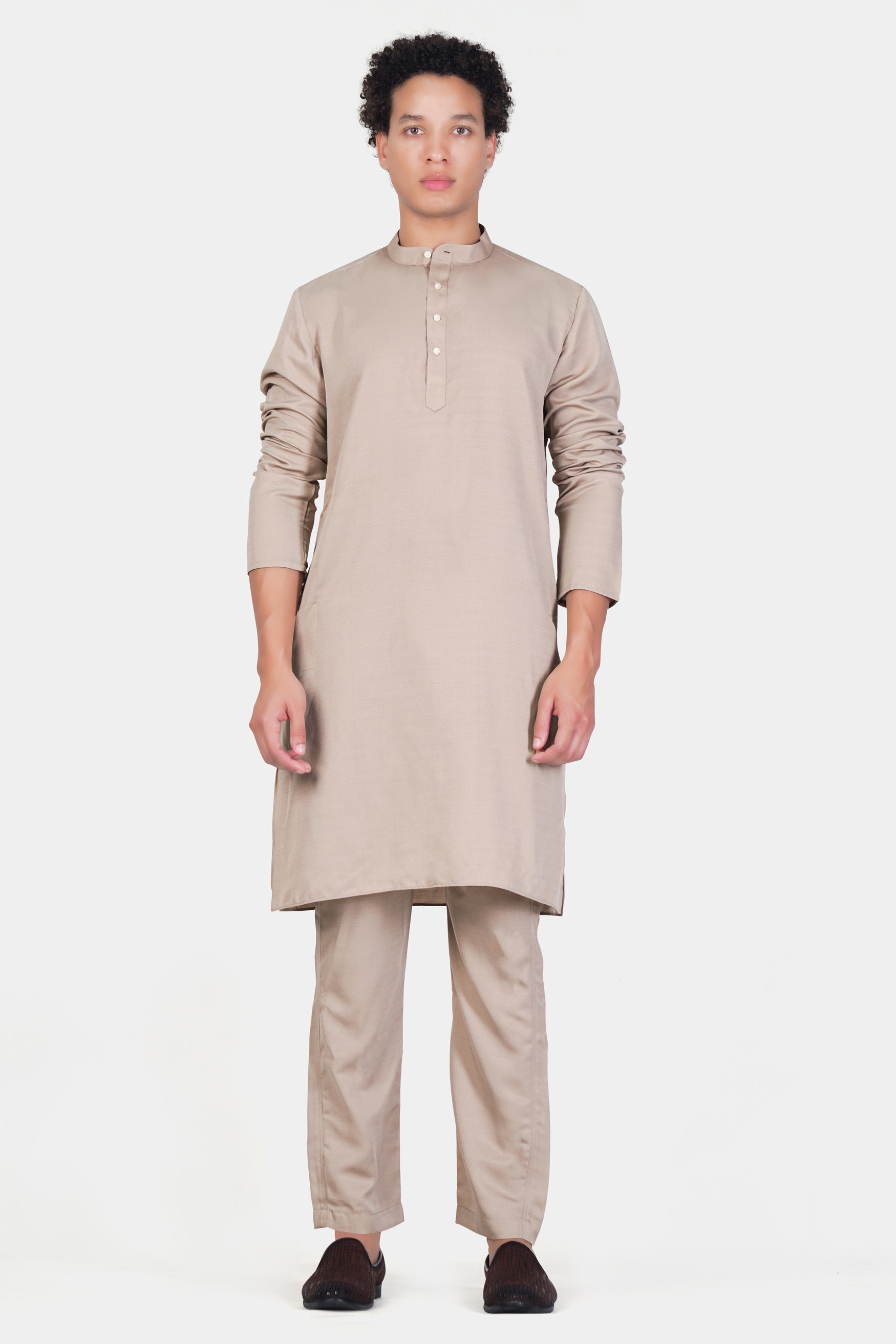 Chalice Brown Subtle Sheen Viscose Kurta Set