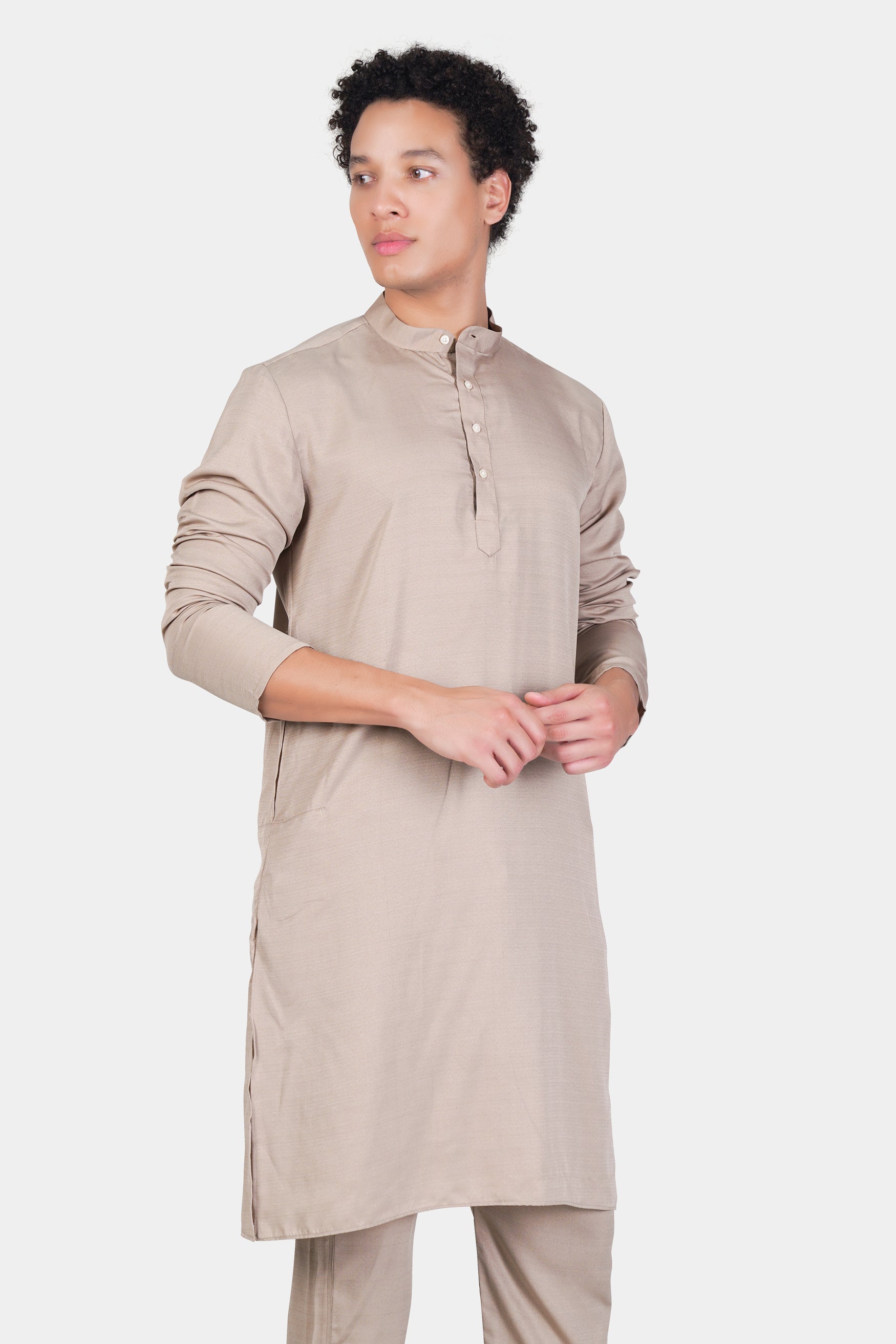 Chalice Brown Subtle Sheen Viscose Kurta Set