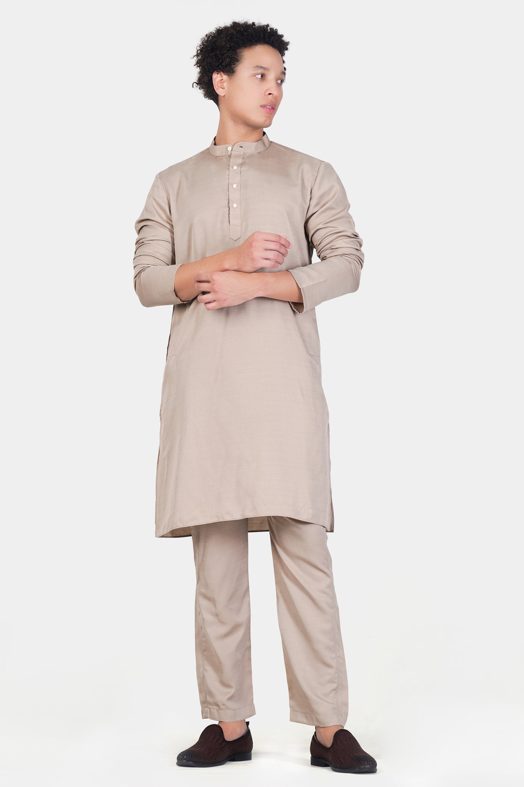 Chalice Brown Subtle Sheen Viscose Kurta Set