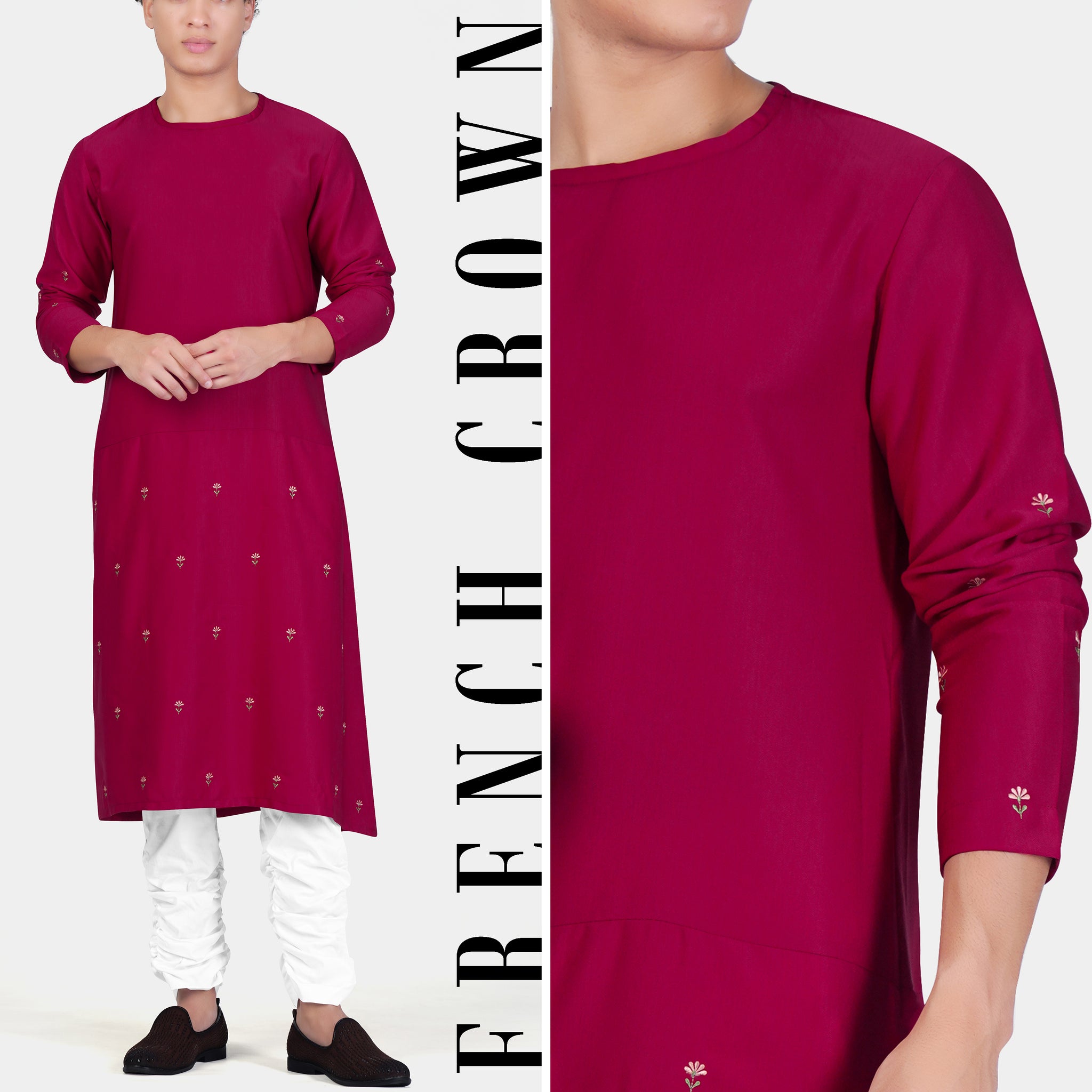 Boy Floral Kurta Set - Maroon main image 0