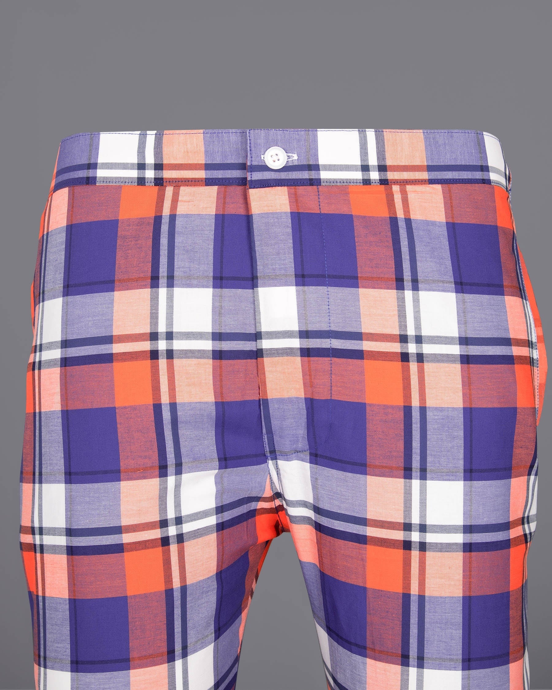 Victoria Blue with Burnt Sienna Plaid Multicolor Oxford Lounge Pants