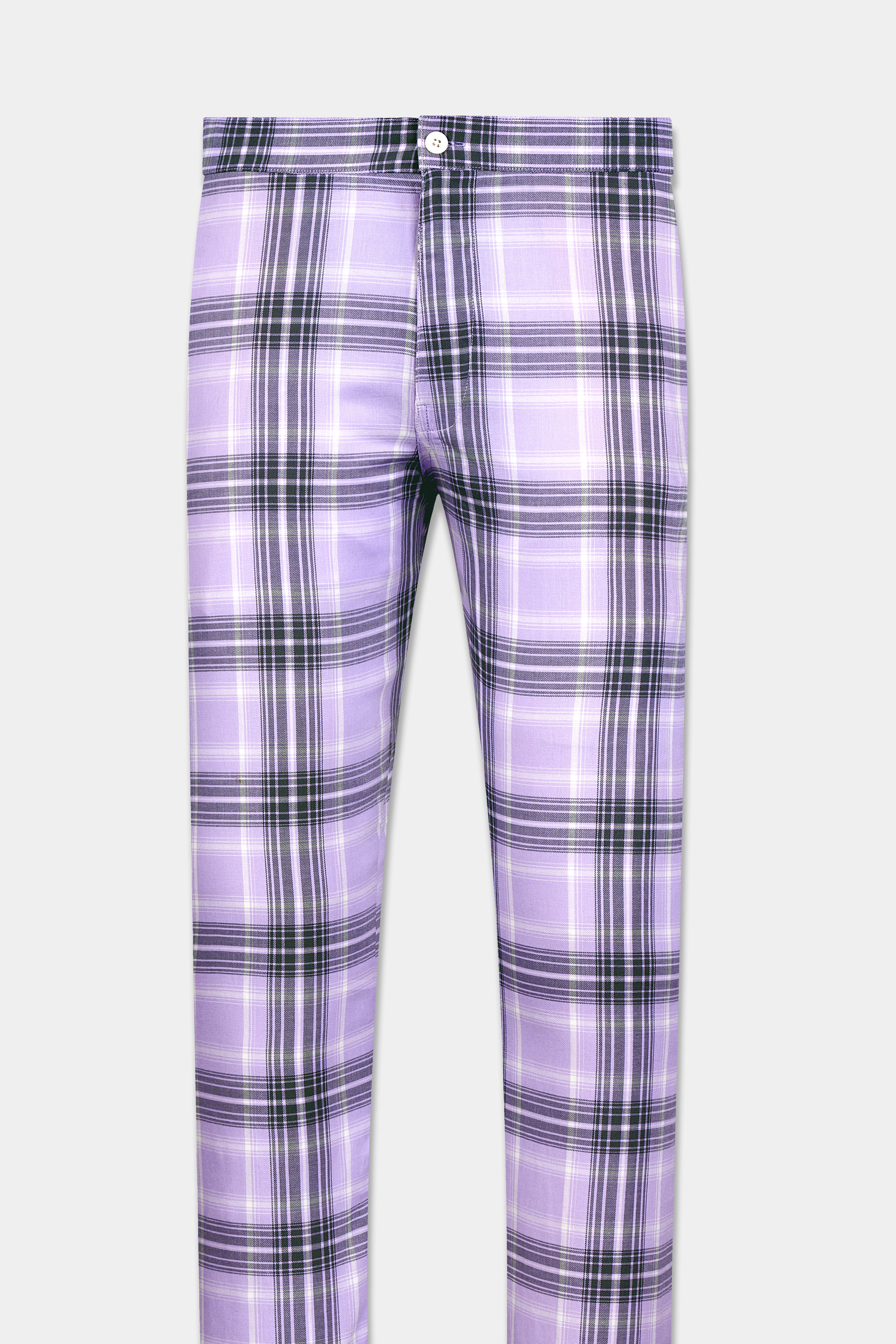 Lilac Blue Gravel Gray Plaid Twill Premium Cotton Lounge Pant