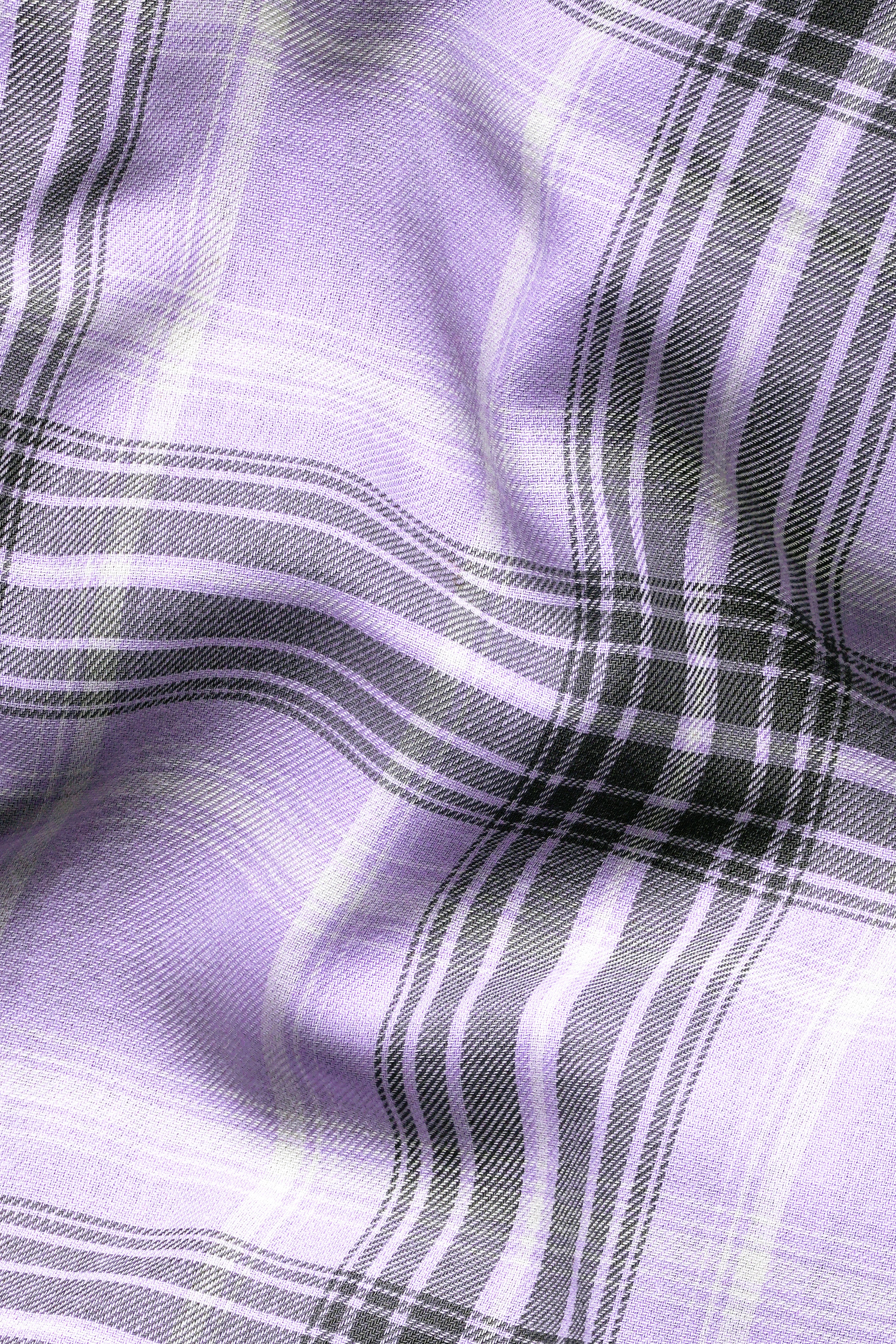 Lilac Blue Gravel Gray Plaid Twill Premium Cotton Lounge Pant