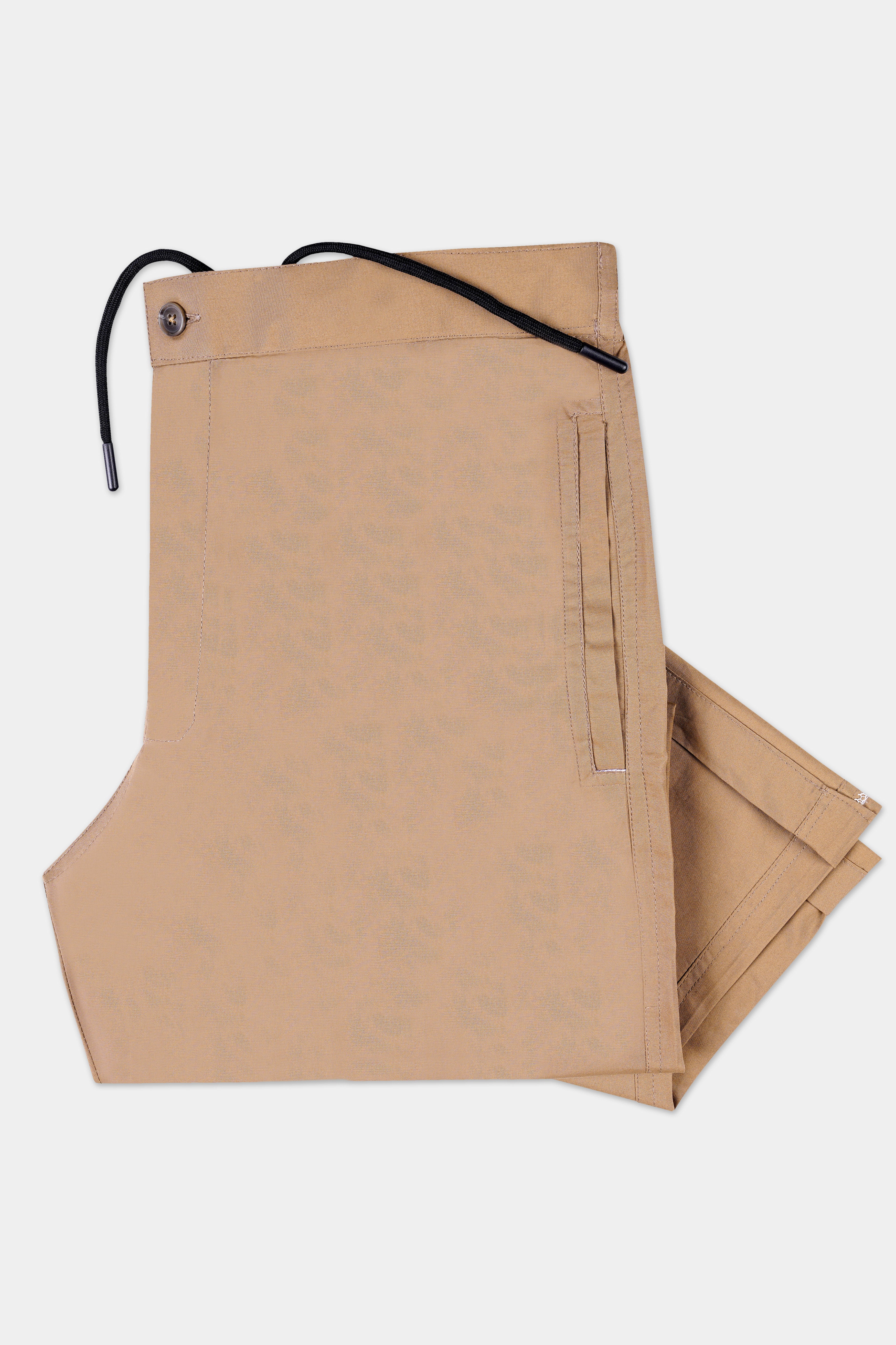 Stone Brown Dobby Textured Poplin Giza Cotton Lounge Pant