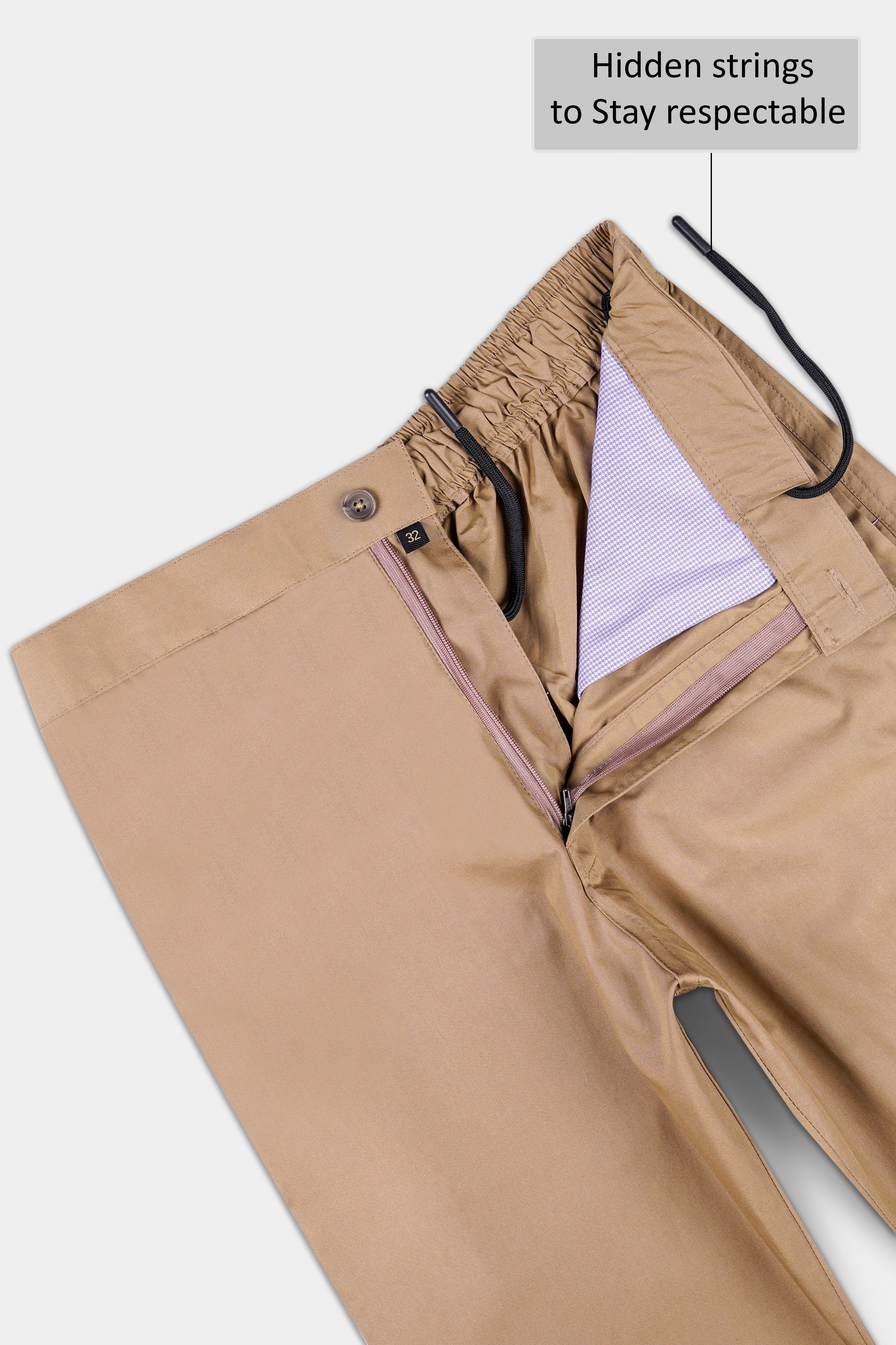 Stone Brown Dobby Textured Poplin Giza Cotton Lounge Pant