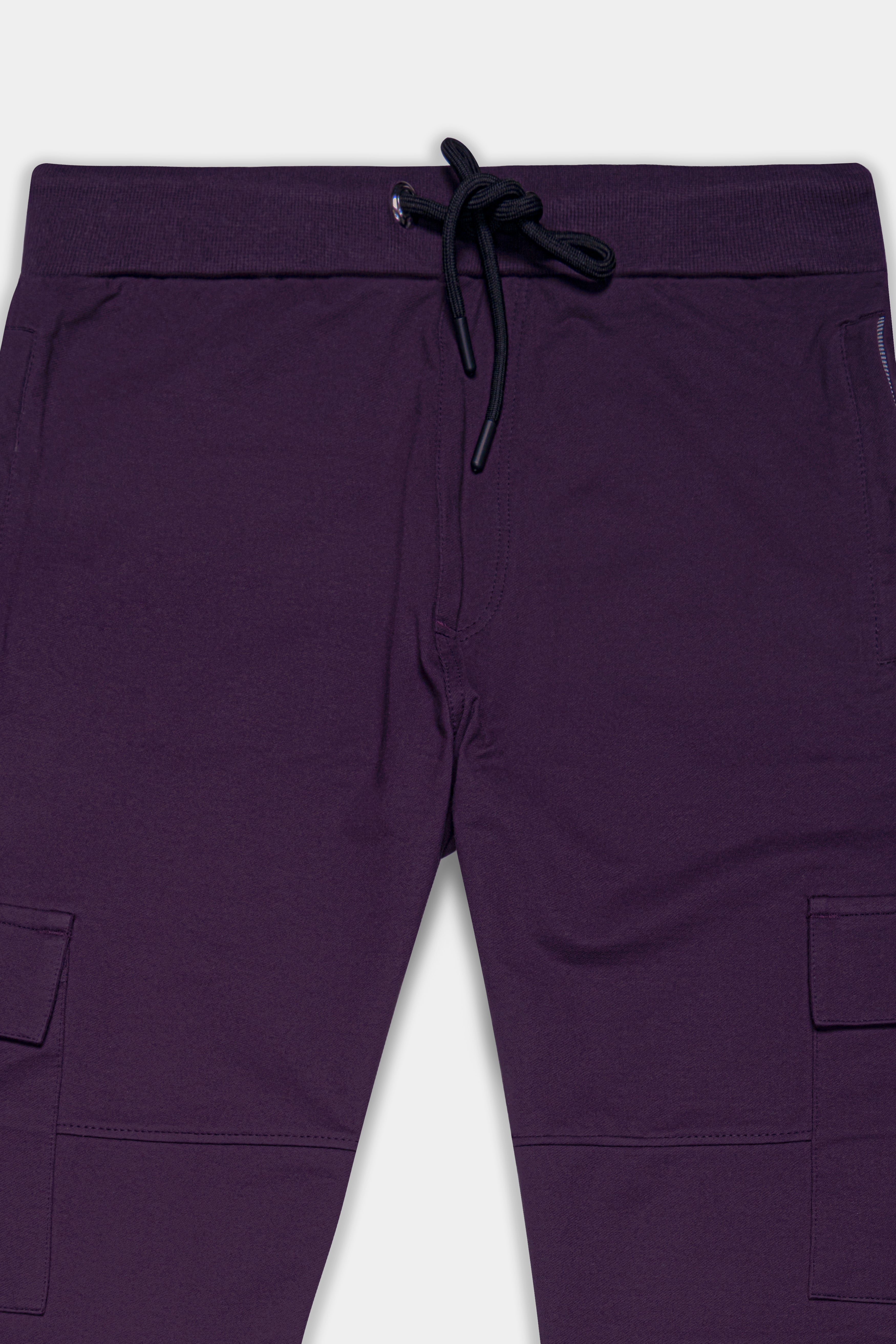 Blackcurrant Premium French Terry Cotton Cargo Joggers