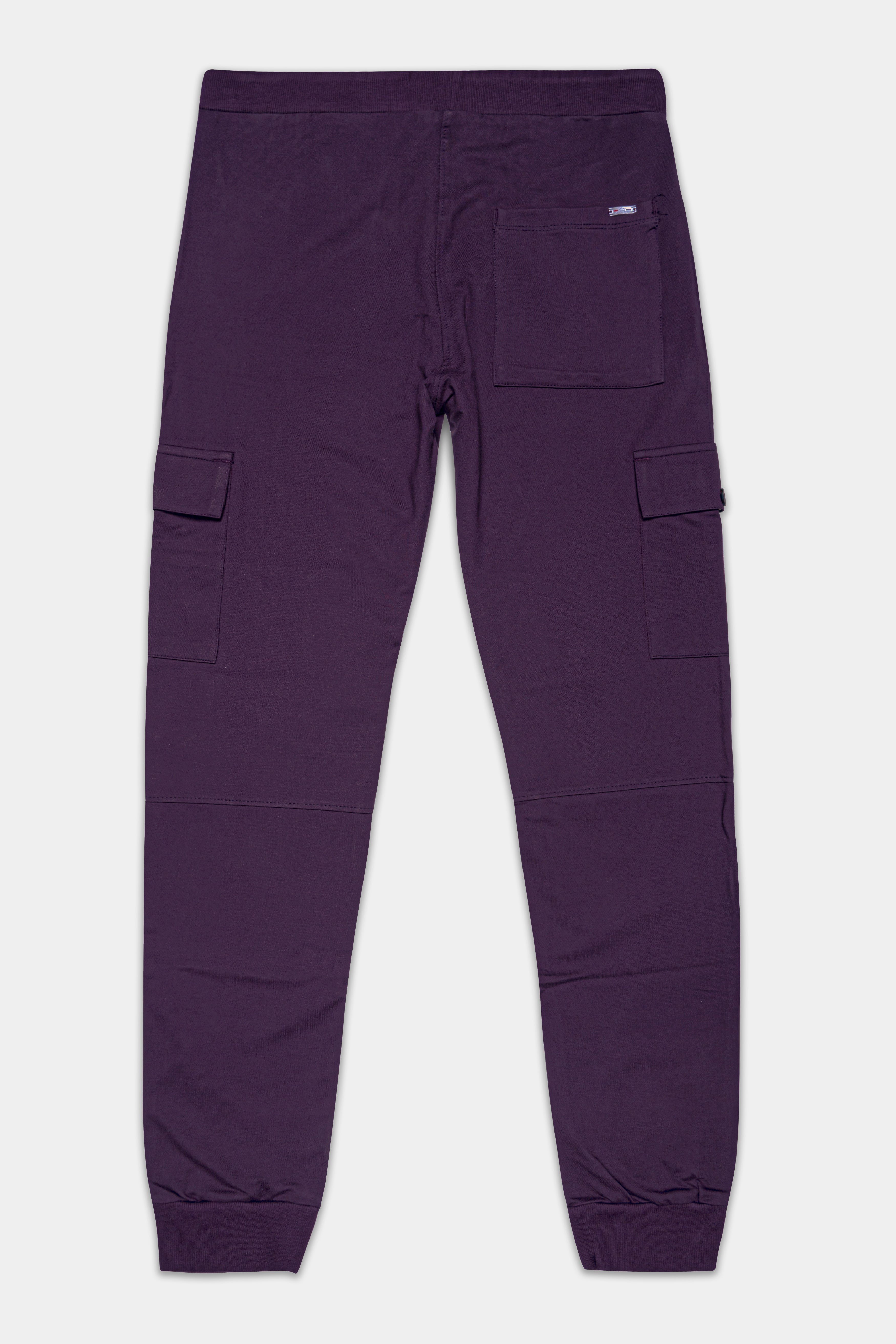 Blackcurrant Premium French Terry Cotton Cargo Joggers