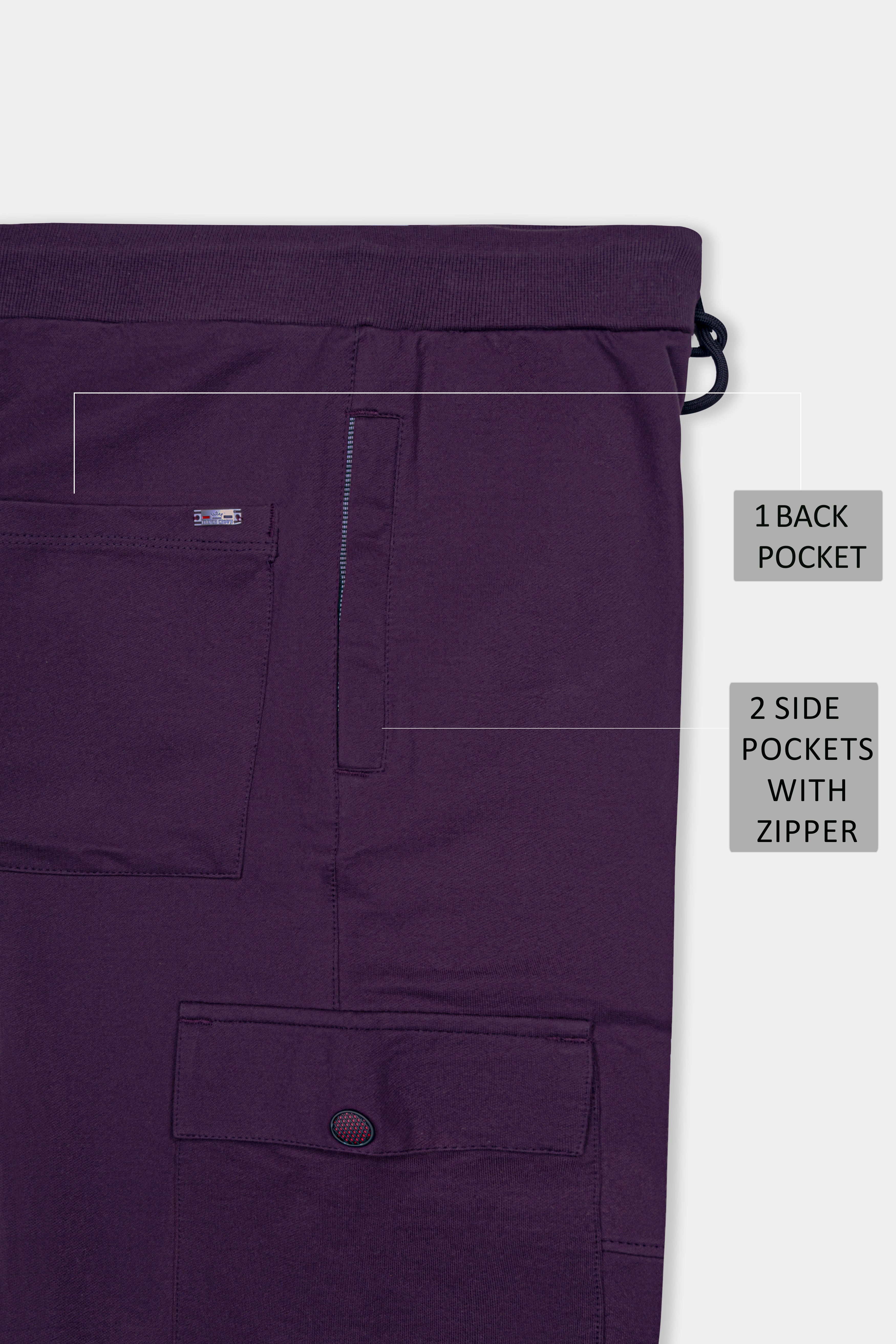 Blackcurrant Premium French Terry Cotton Cargo Joggers