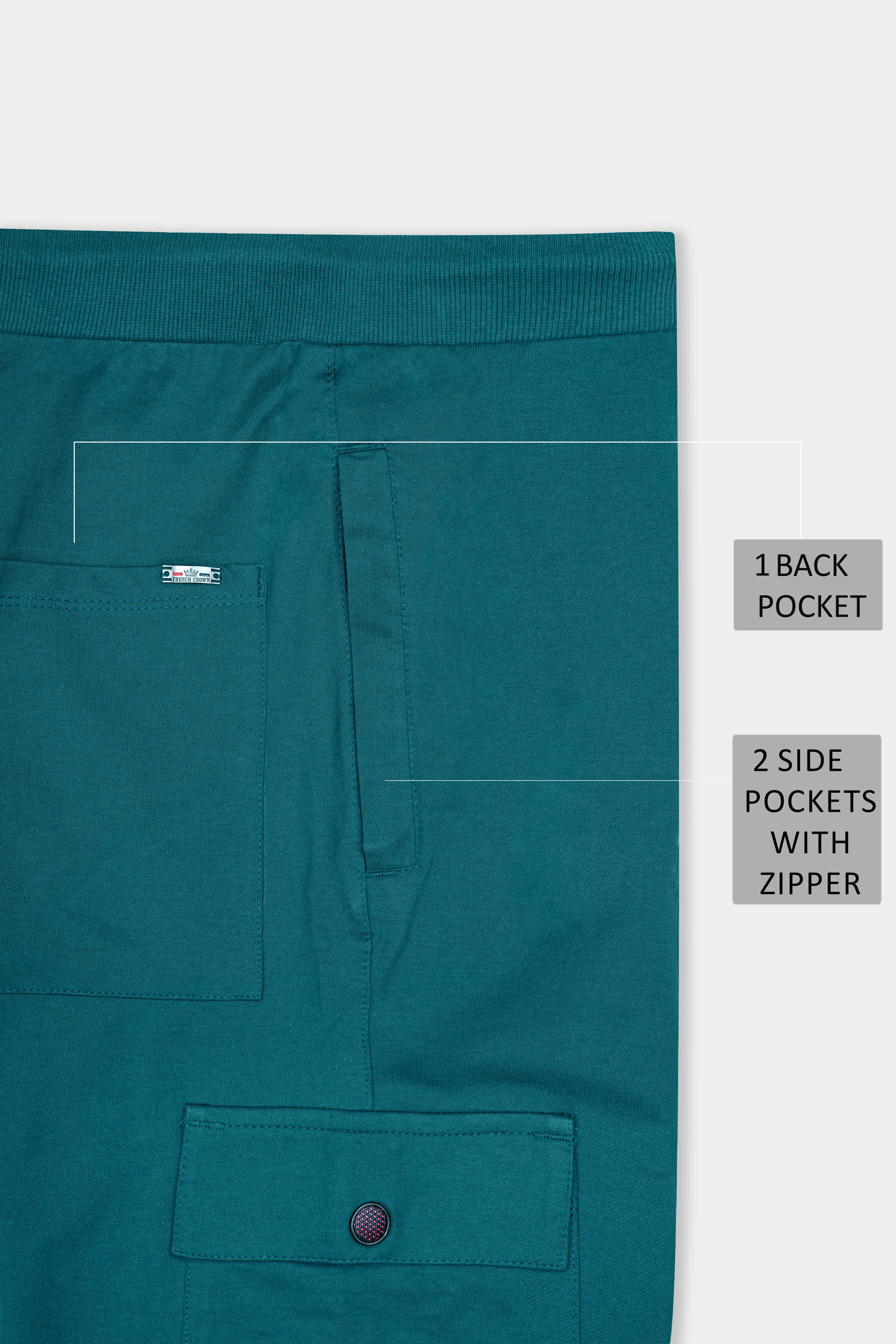 Cyprus Green Premium French Terry Cotton Cargo Joggers