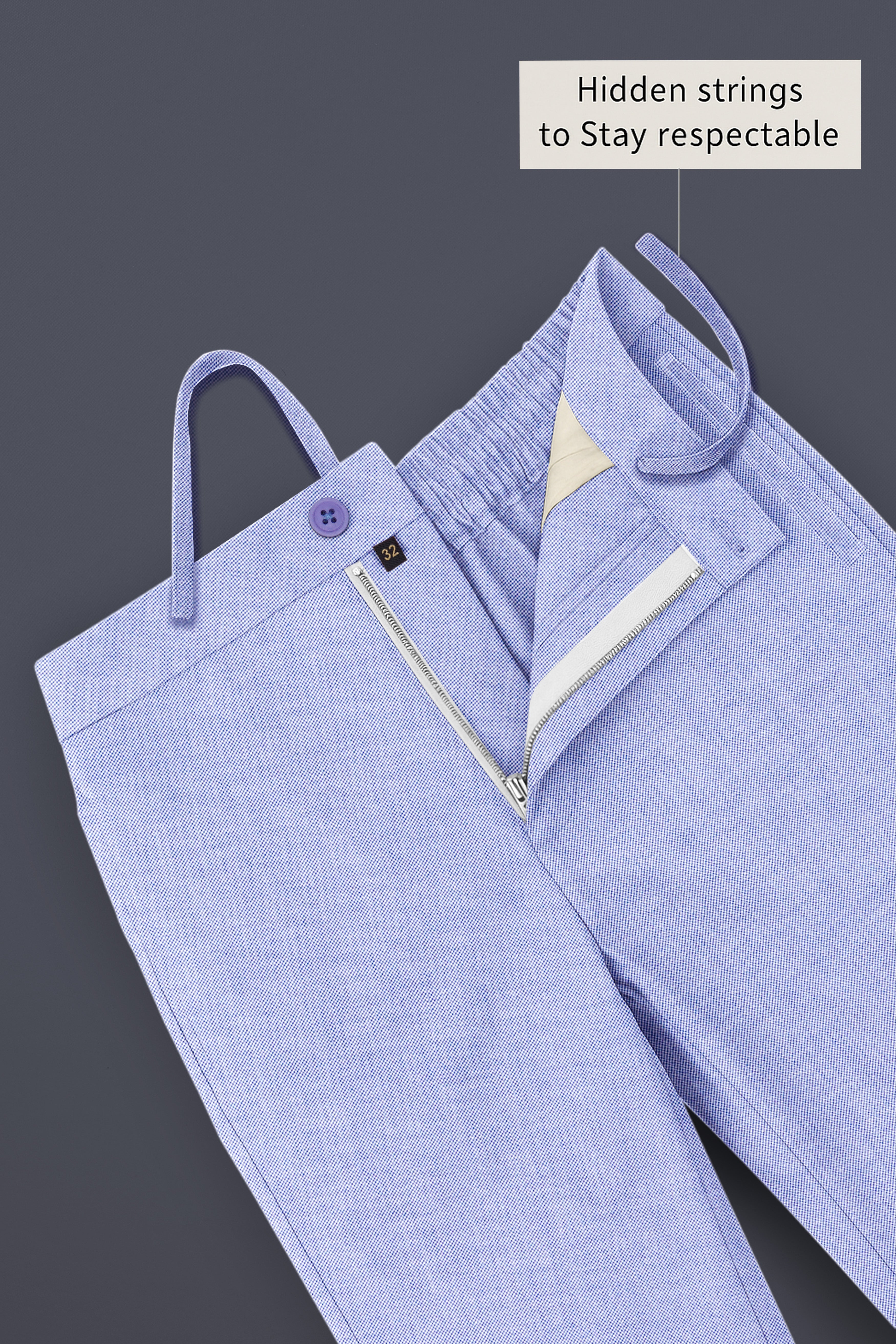 Ossira-Wistful Blue Textured Super Soft Royal Oxford Premium Cotton Lounge Pant