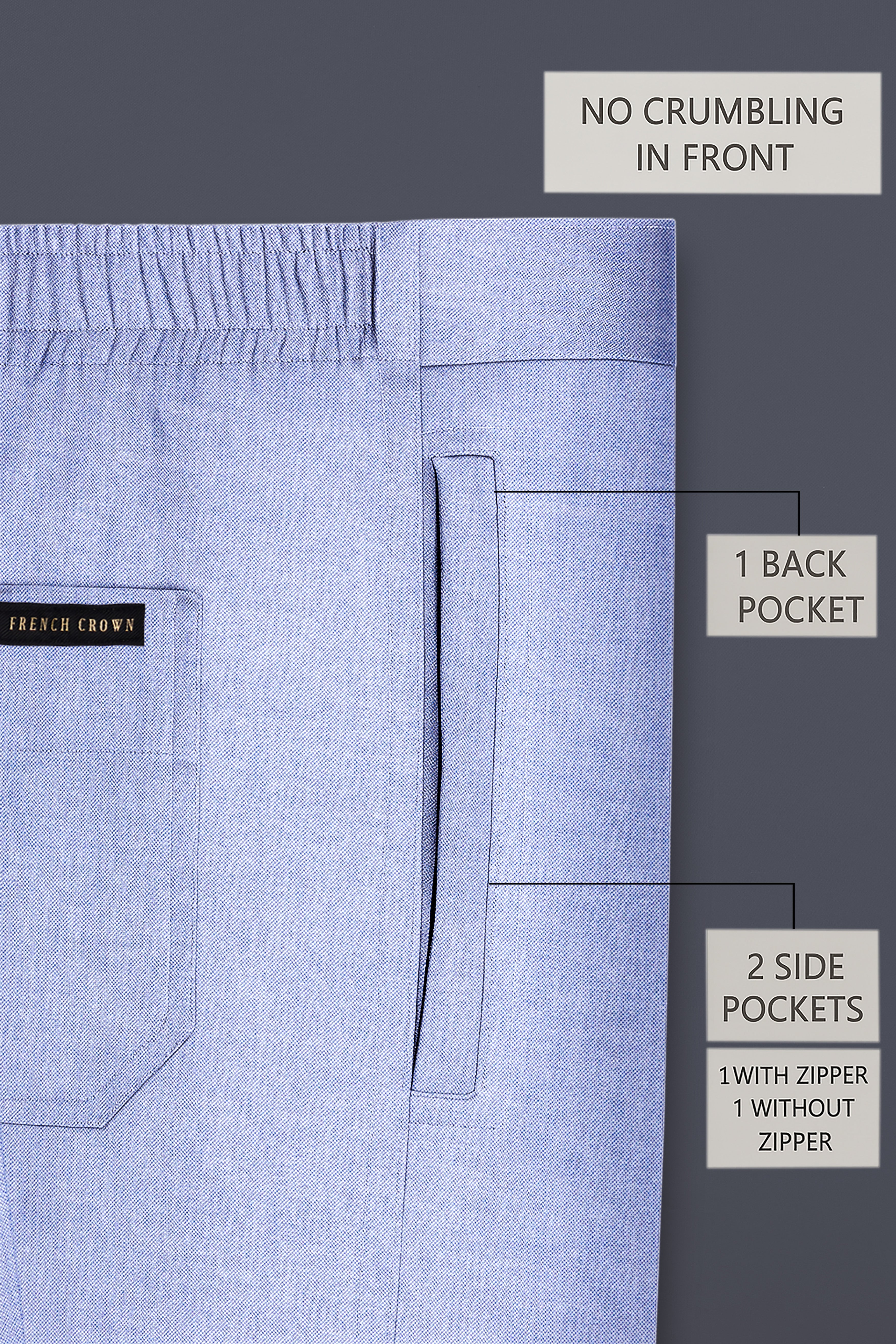 Ossira-Wistful Blue Textured Super Soft Royal Oxford Premium Cotton Lounge Pant