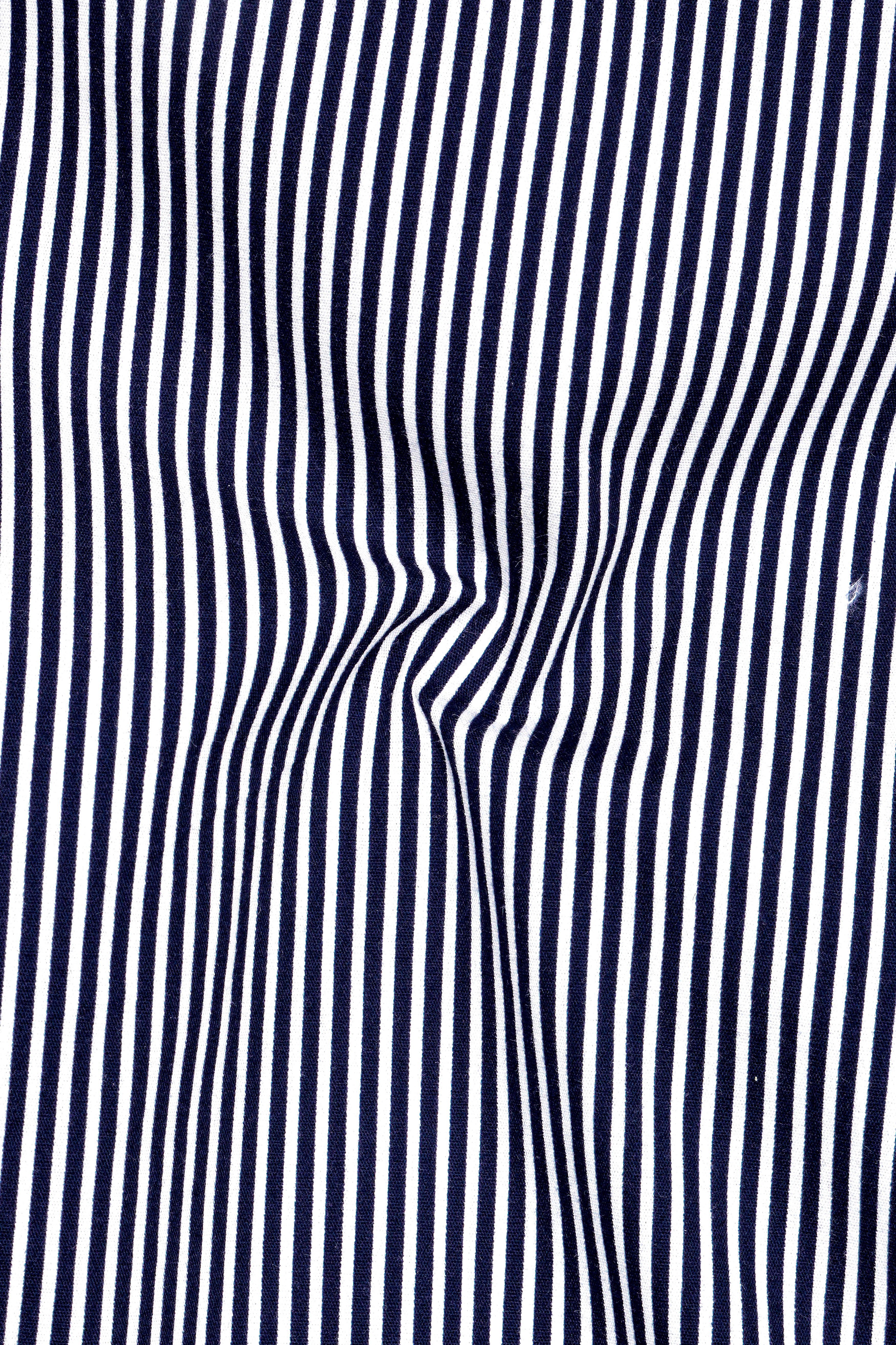 Strivelle-Ebony Blue And Bright White Striped Twill Premium Cotton Lounge Pant