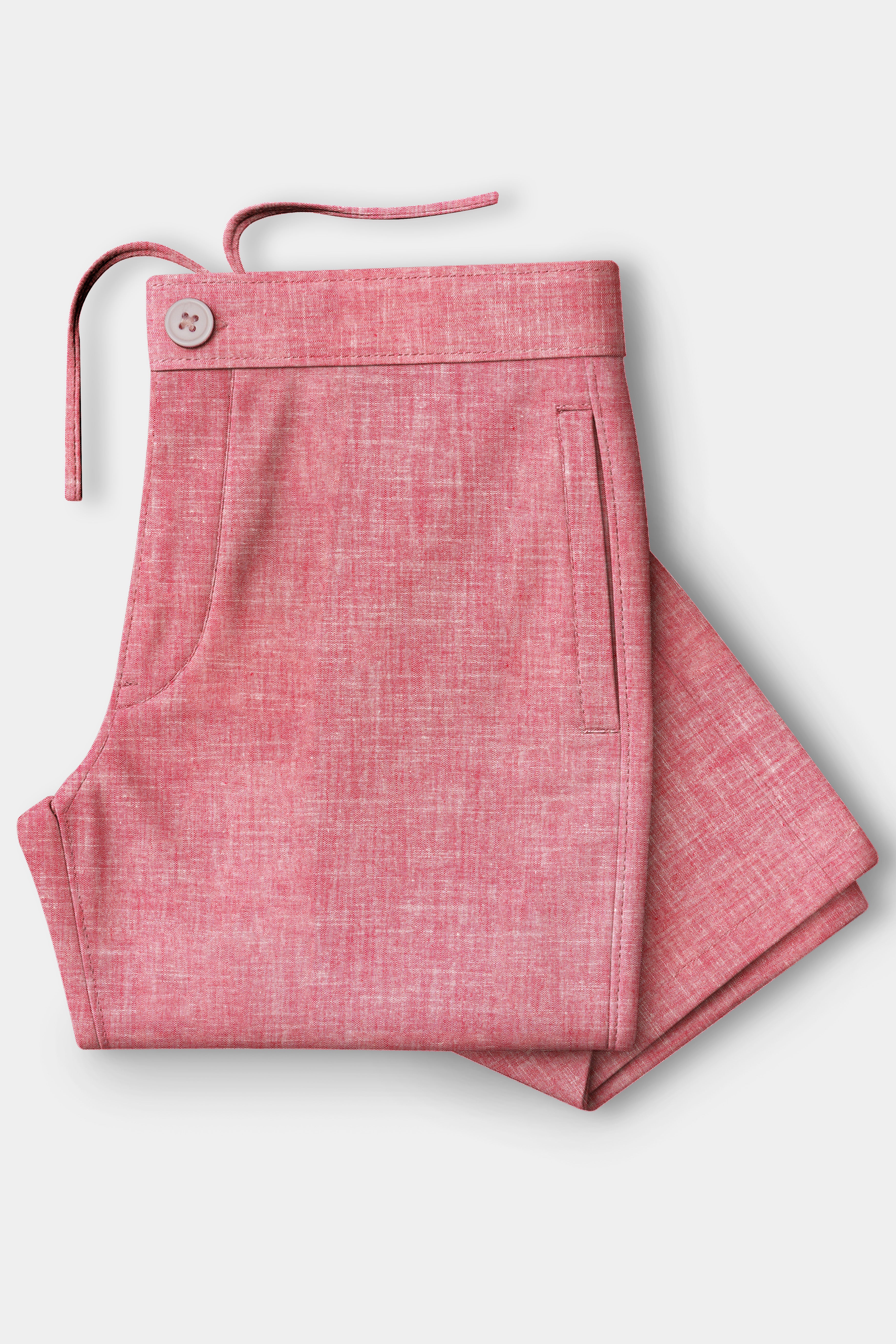 Veloura-Ruddy Pink Textured Super Soft Oxford Premium Cotton Lounge Pant