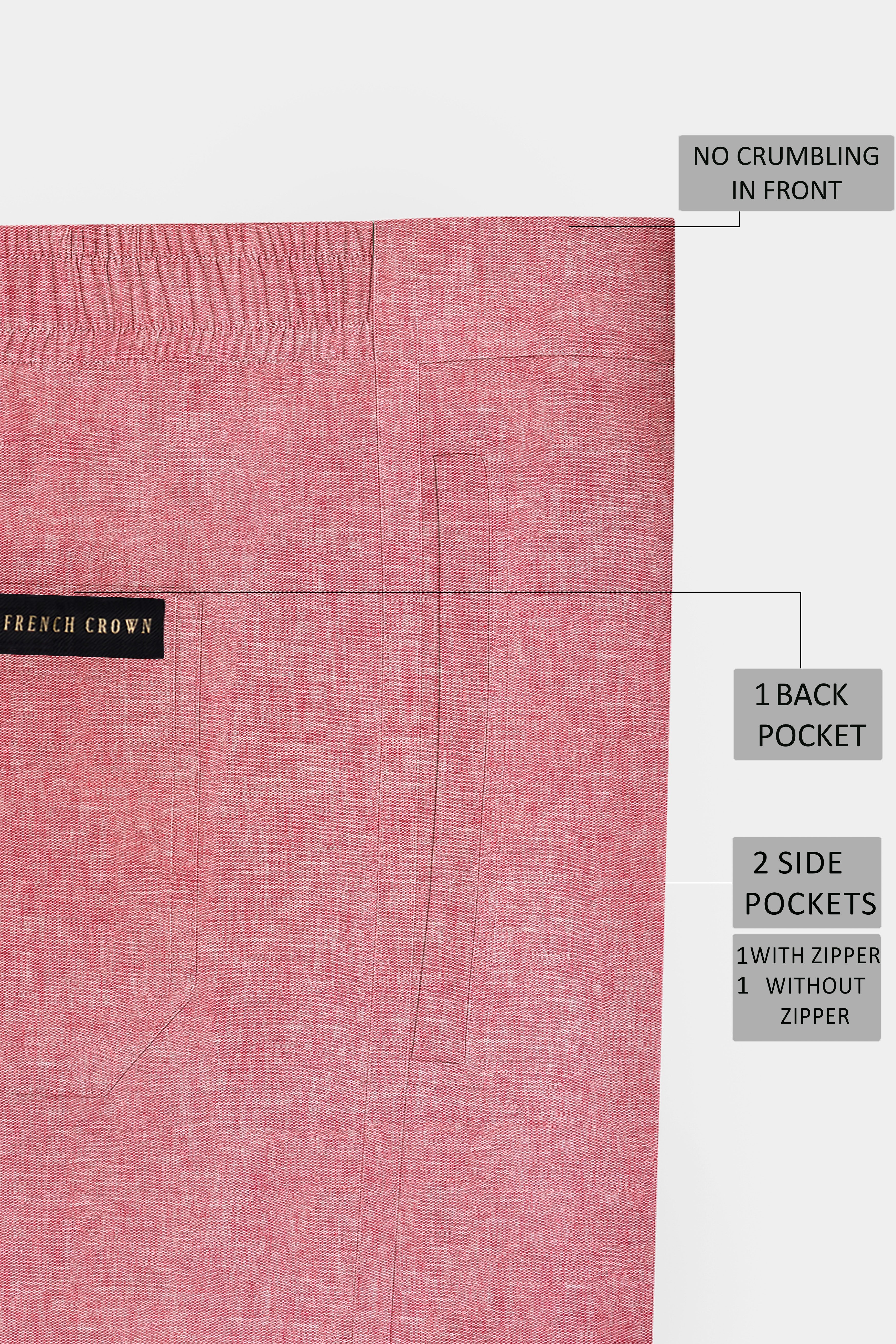 Veloura-Ruddy Pink Textured Super Soft Oxford Premium Cotton Lounge Pant