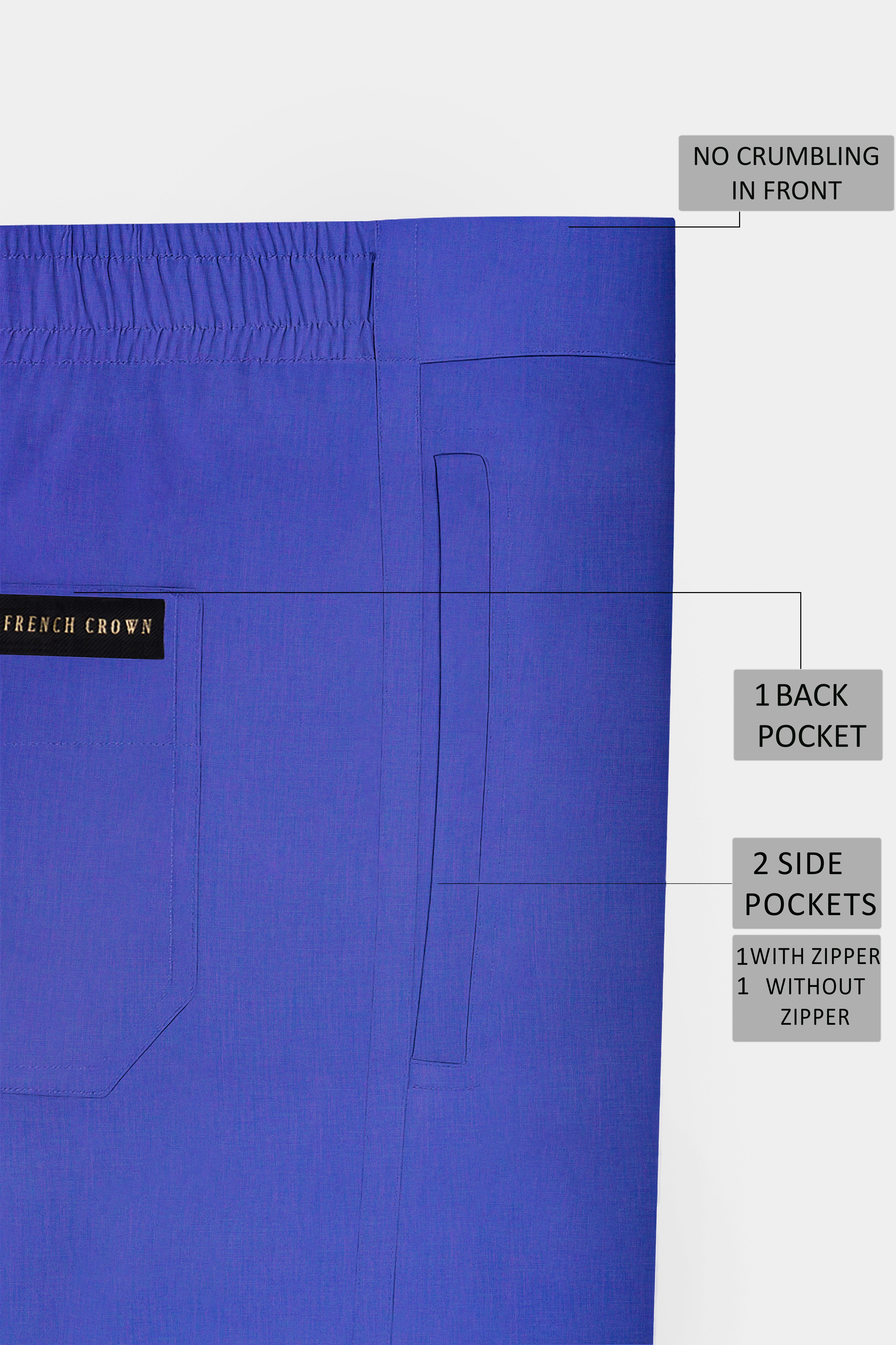 Ossira-Violet Blue Two Tone Chambray Textured Premium Cotton Lounge Pant